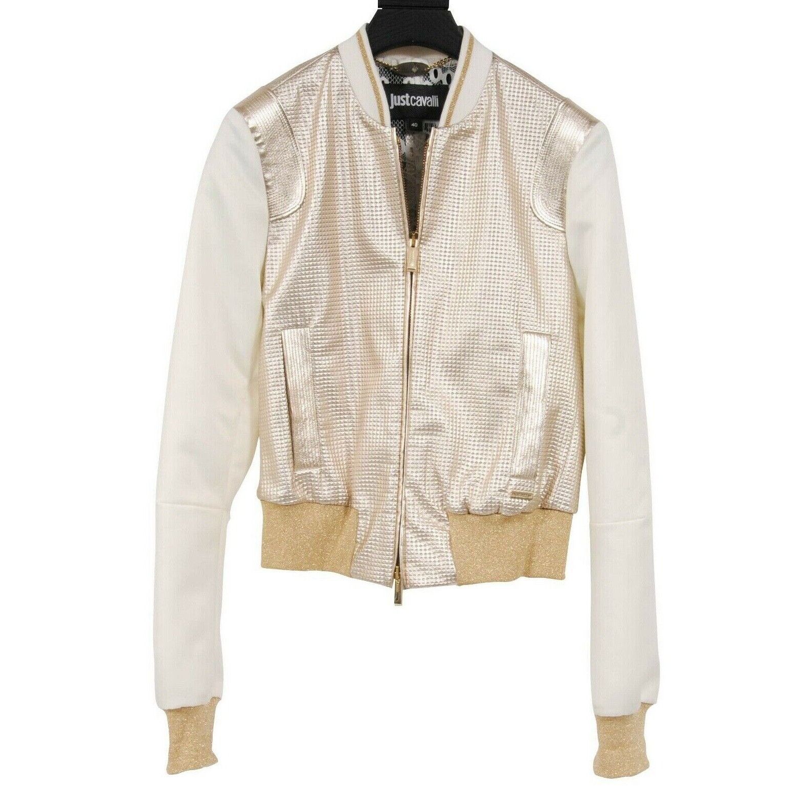 Just Cavalli Gold Bomber Track Jacket Size S / US 4 / IT 40 - 1 Thumbnail