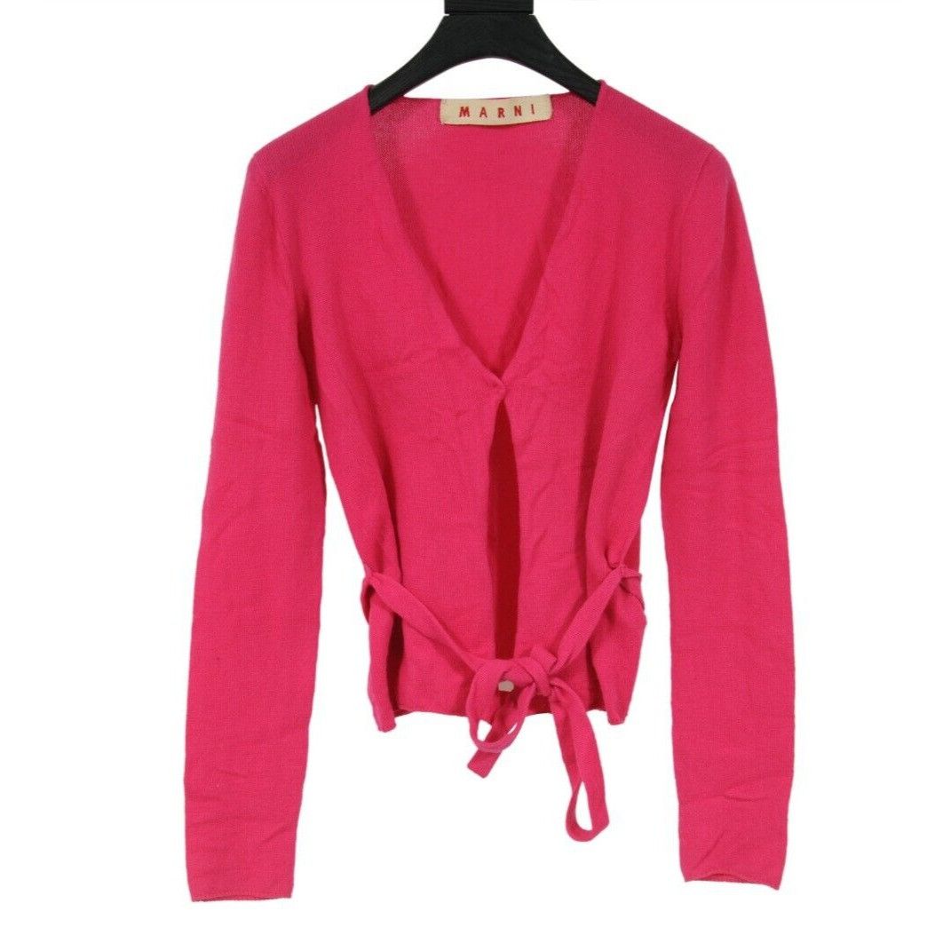 Marni Pink Cashmere Tie Front Cropped Cardigan Top Size S / US 4 / IT 40 - 2 Thumbnail