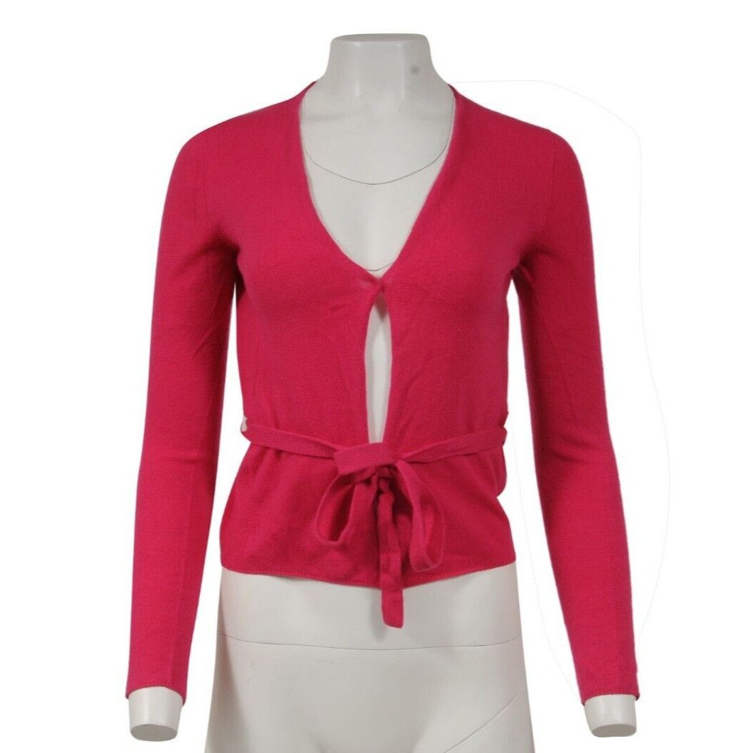 Marni Pink Cashmere Tie Front Cropped Cardigan Top Size S / US 4 / IT 40 - 1 Thumbnail