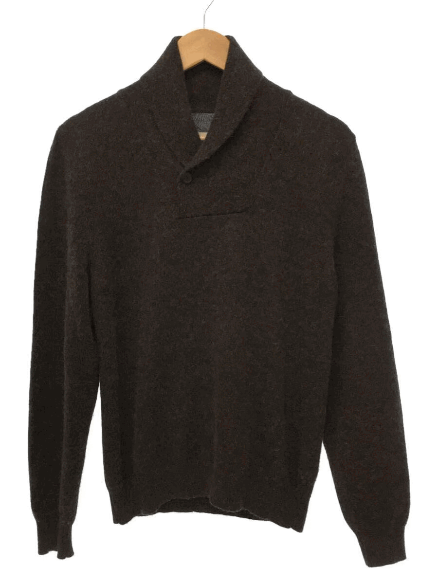 image of Maison Margiela Elbow Patch Shawl Collar Wool Knit Sweater in Brown, Men's (Size Small)