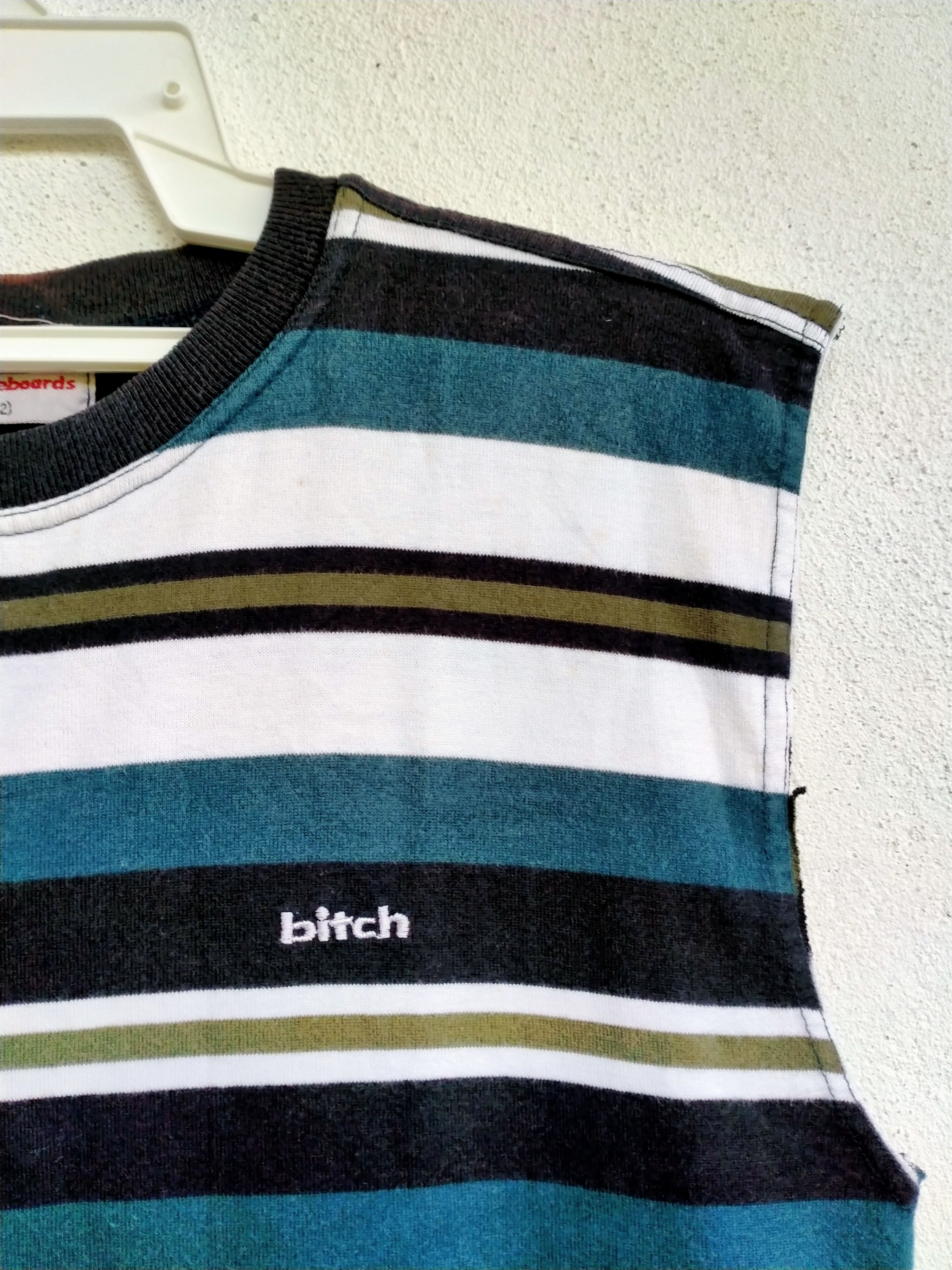 Vintage 💥 Vtg 90s Bitch Skateboards stripes sleeveless Size US M / EU 48-50 / 2 - 5 Thumbnail