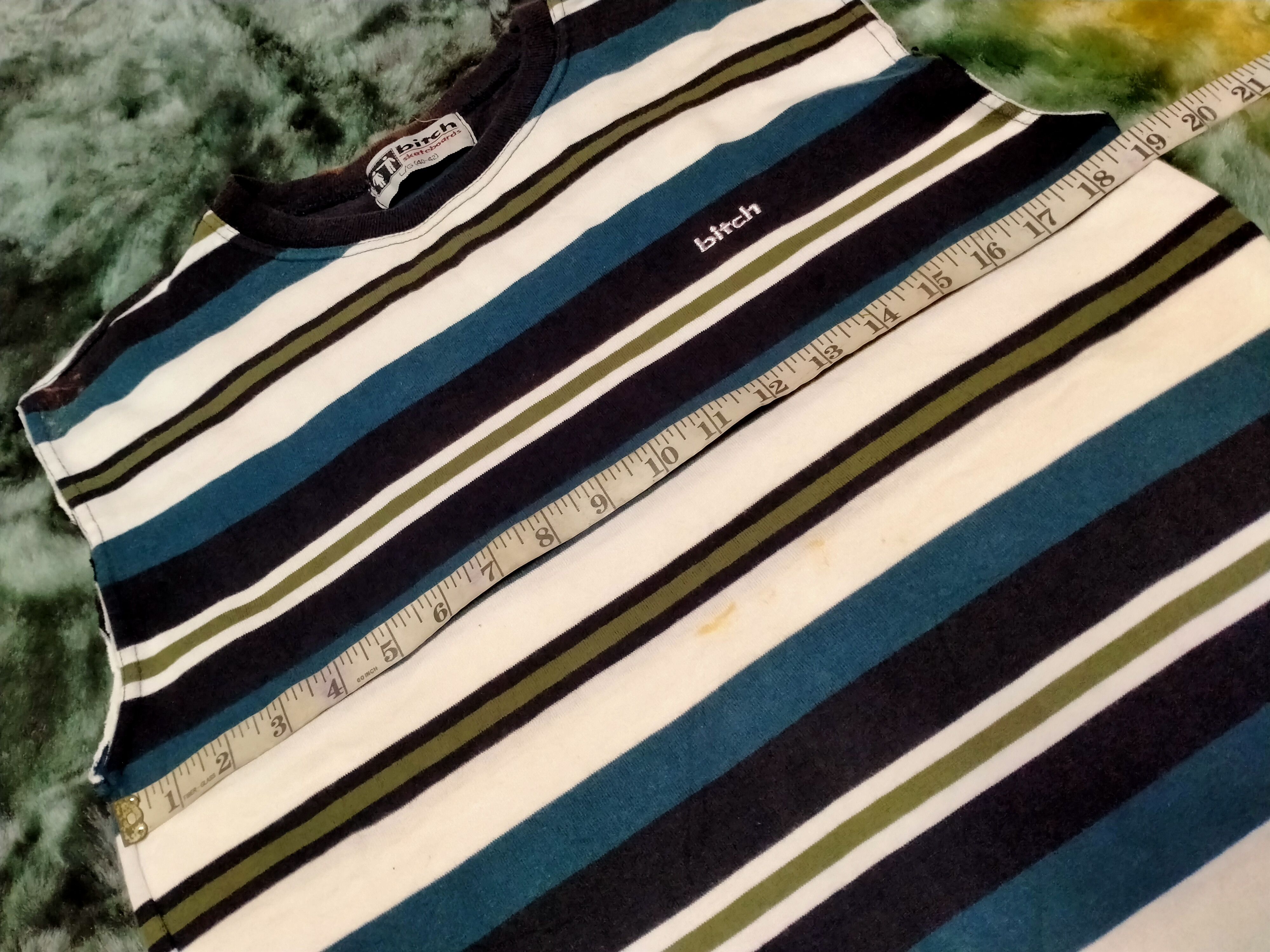 Vintage 💥 Vtg 90s Bitch Skateboards stripes sleeveless Size US M / EU 48-50 / 2 - 14 Thumbnail