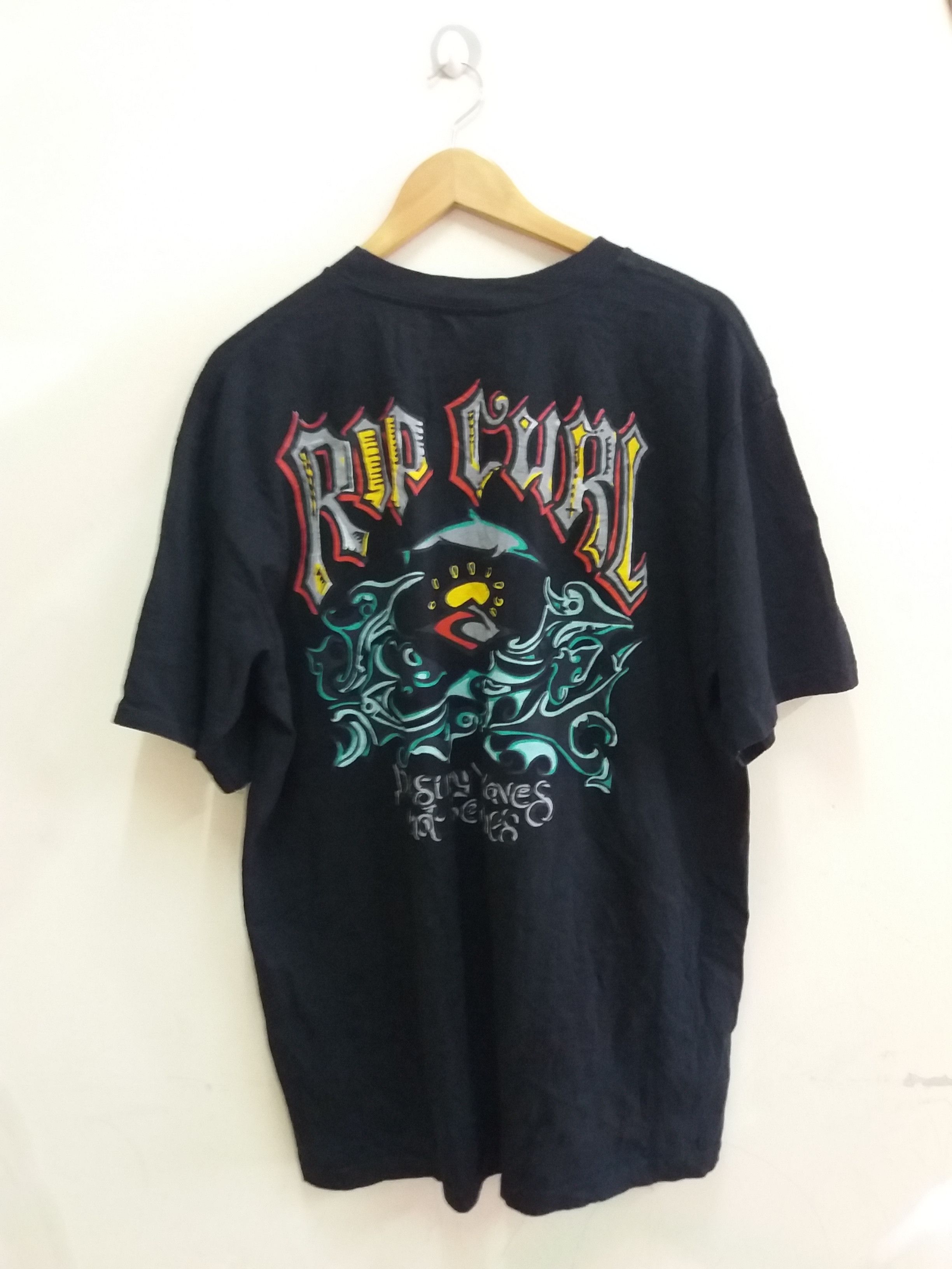 image of Vintage Rip Curl Surfing Australia T-Shirt By Belton Usa in Black, Men's (Size XL)