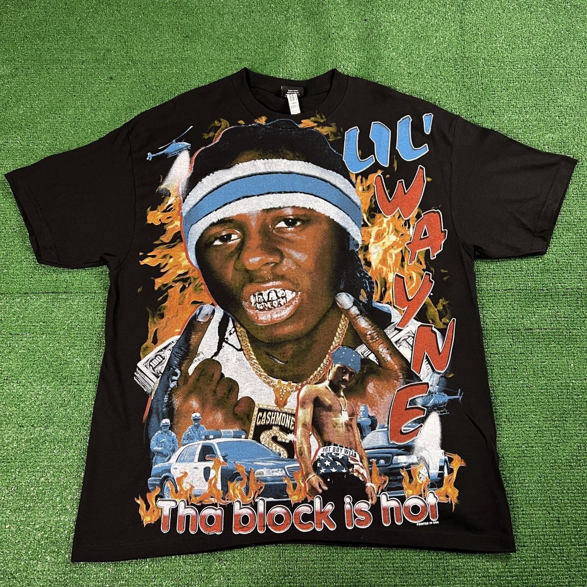 image of Rap Tees x Vintage Aop 2022 Backstock Co. X Lil Wayne Rap Tee Limited Edition in Black (Size 2XL)