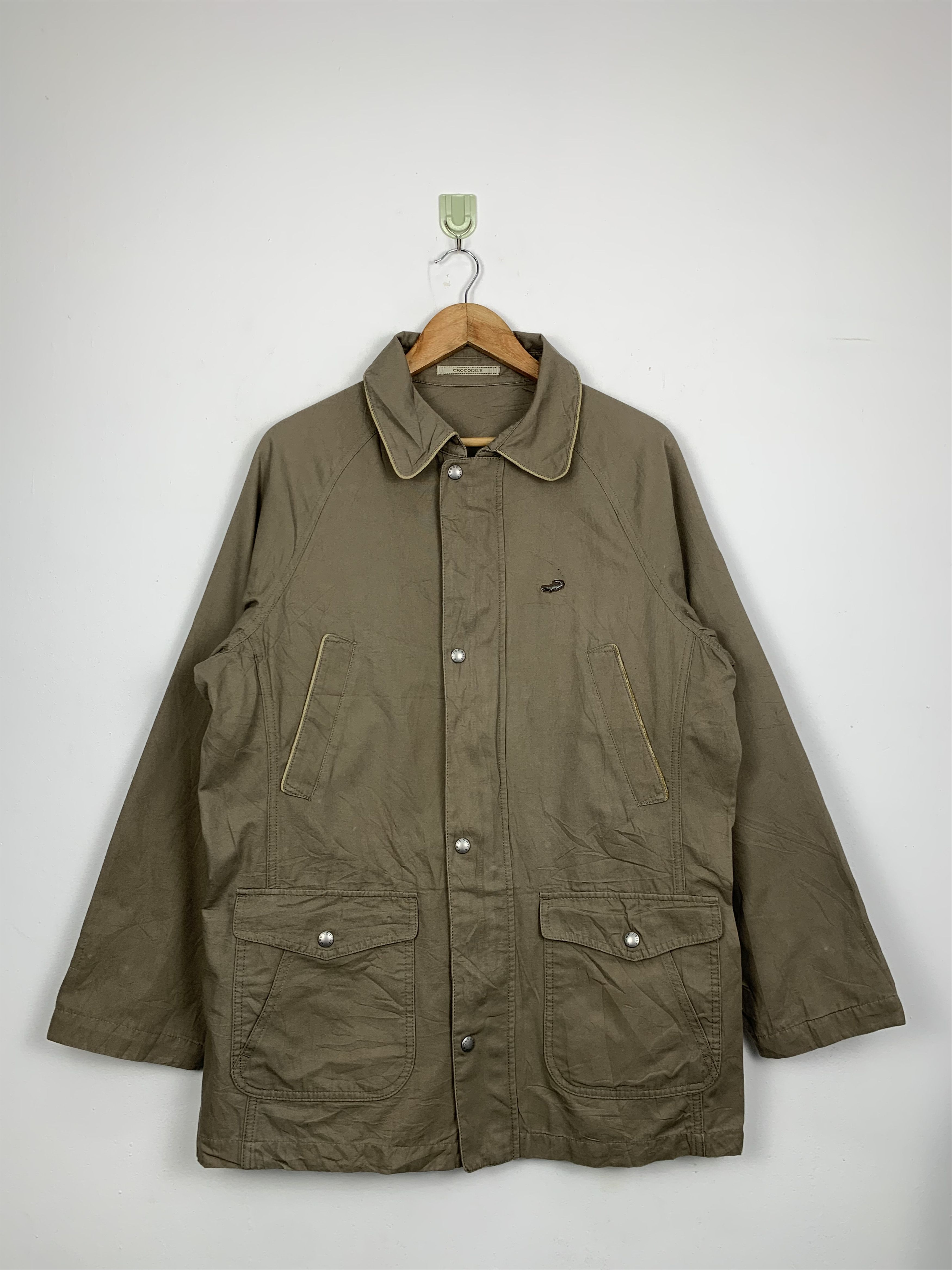 Japanese Brand Vintage CROCODILE Khaki Multi Pocket Long Jacket J0597 Size US M / EU 48-50 / 2 - 1 Thumbnail