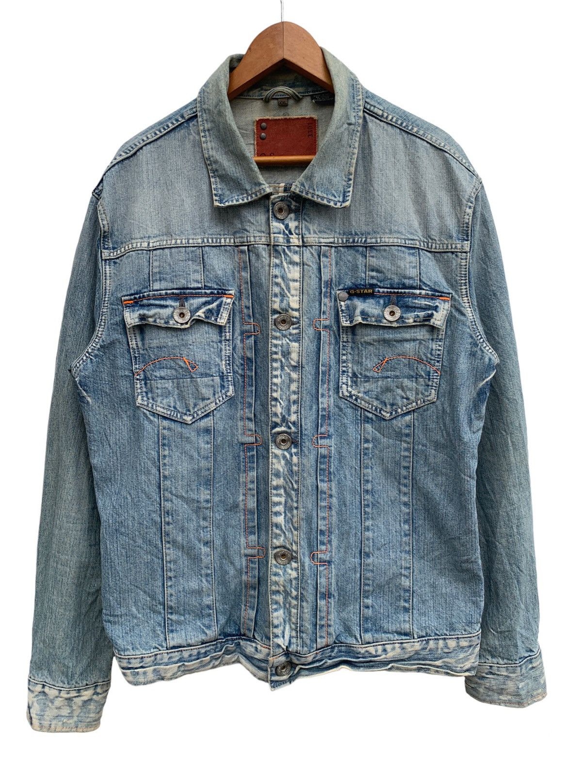 image of Denim Jacket Vintage G Star Raw Denim Selvedge Jeans Jacket in Blue, Men's (Size XL)