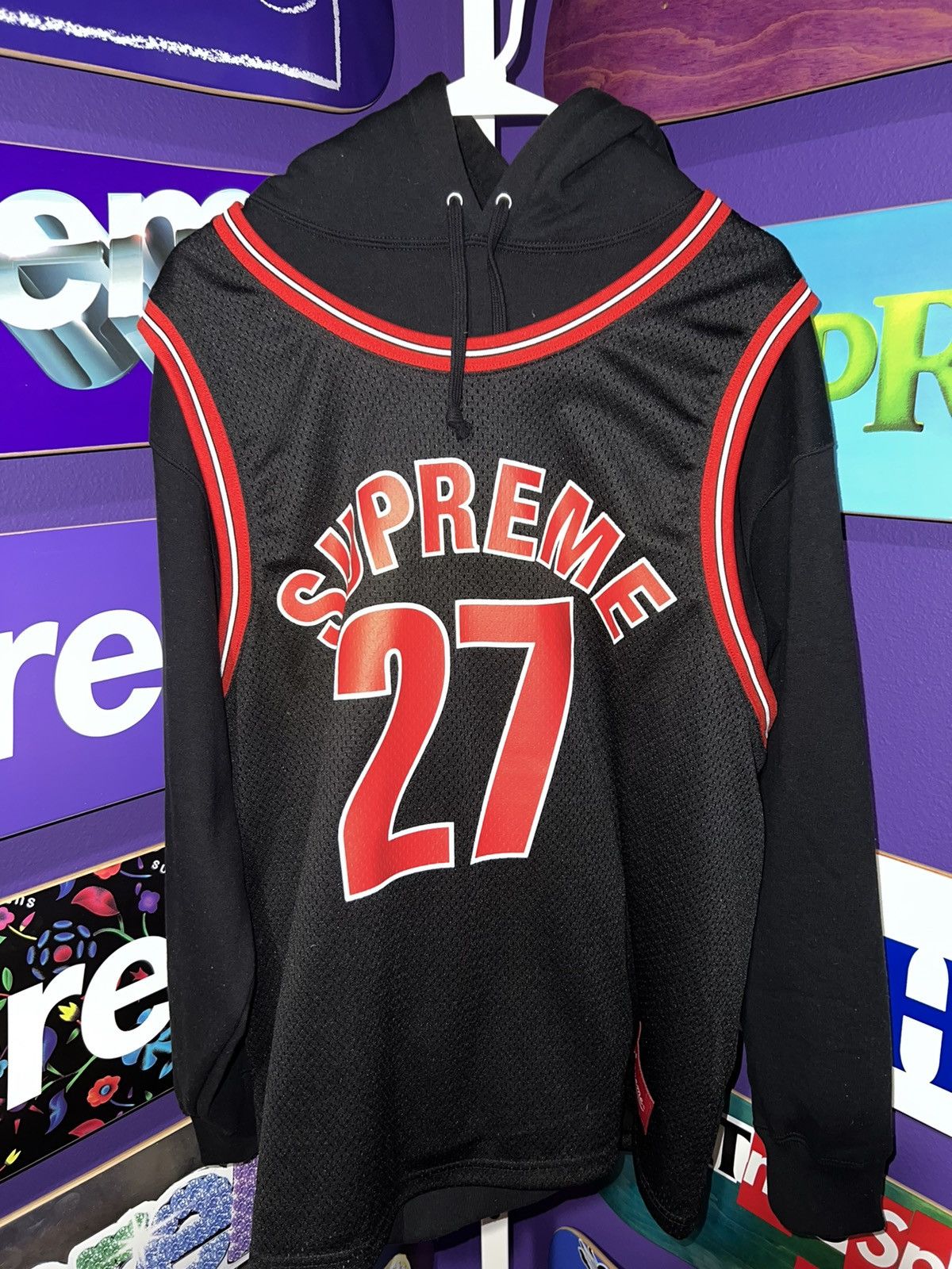 Supreme SS21 Basketball Jersey Hoodie Sweatshirt Olive Navy