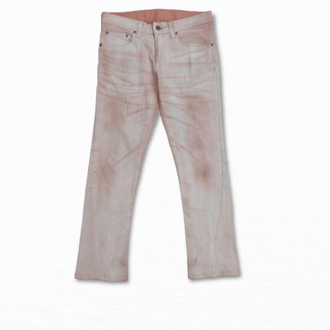 image of Aw2000 Zero By Tornado Mart Painting Coating Jeans in Peach White, Men's (Size 31)