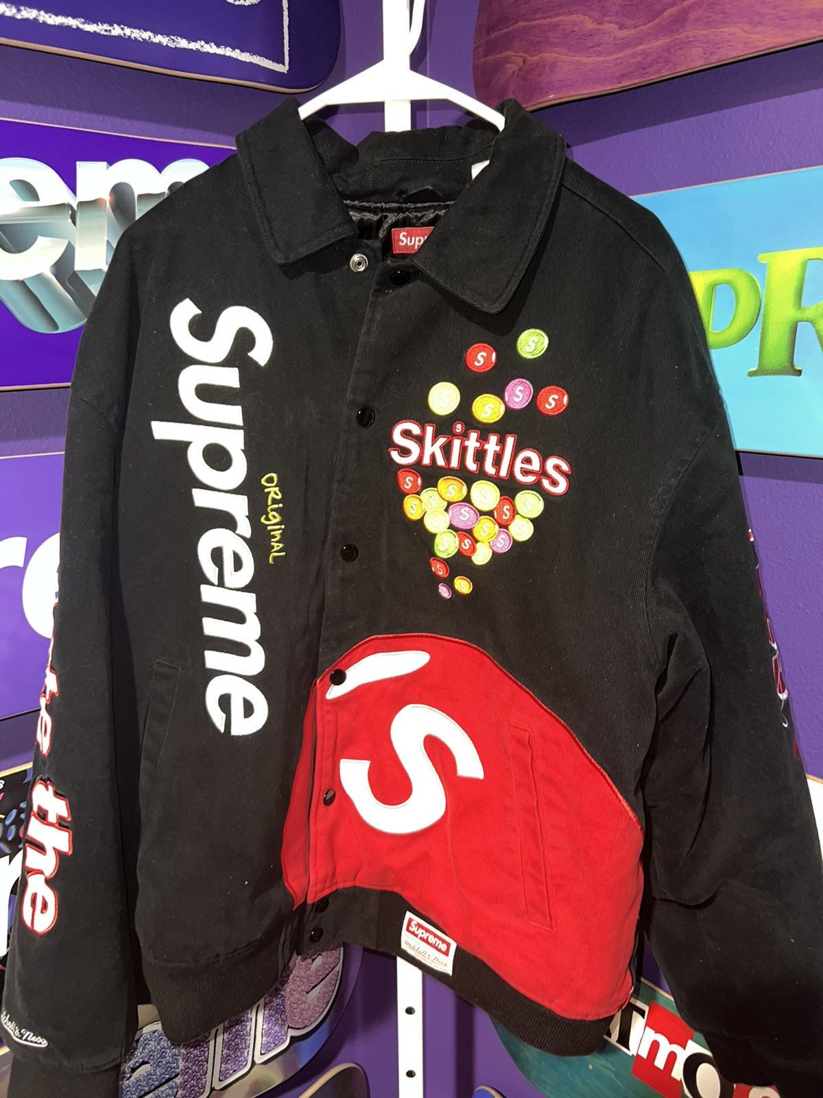 Supreme Supreme Skittles Mitchell & Ness Varsity Jacket | Grailed