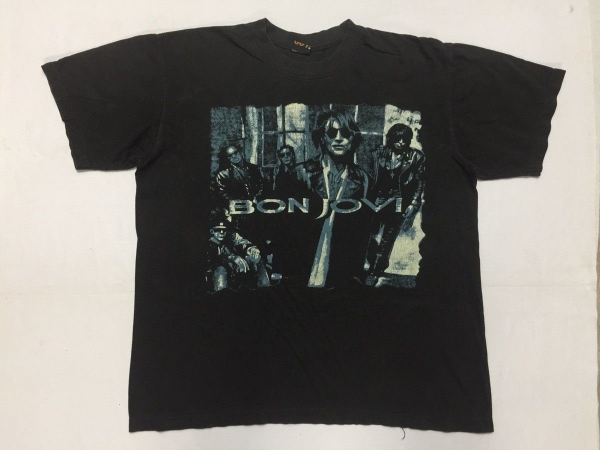 Band Tees × Bon Jovi × Vintage RARE VINTAGE BOOTLEG BON JOVI LINEUP ROCK T-SHIRT Size US L / EU 52-54 / 3 - 5 Thumbnail