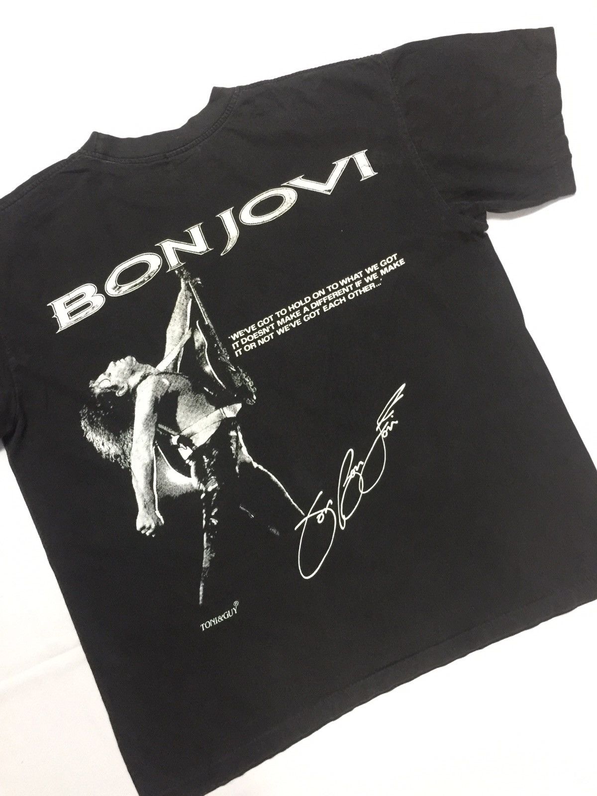 Band Tees × Bon Jovi × Vintage RARE VINTAGE BOOTLEG BON JOVI LINEUP ROCK T-SHIRT Size US L / EU 52-54 / 3 - 4 Thumbnail