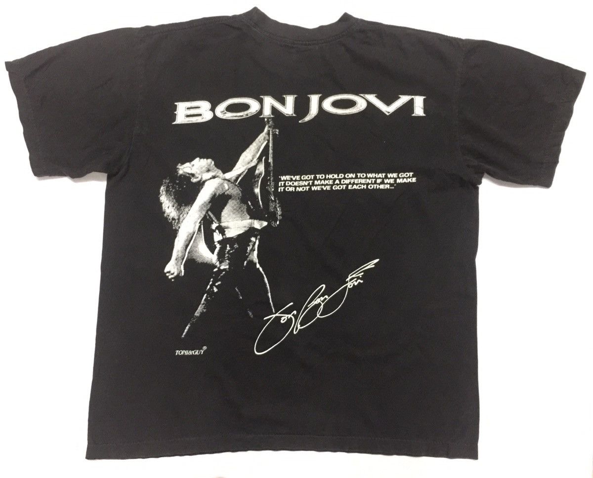Band Tees × Bon Jovi × Vintage RARE VINTAGE BOOTLEG BON JOVI LINEUP ROCK T-SHIRT Size US L / EU 52-54 / 3 - 9 Thumbnail