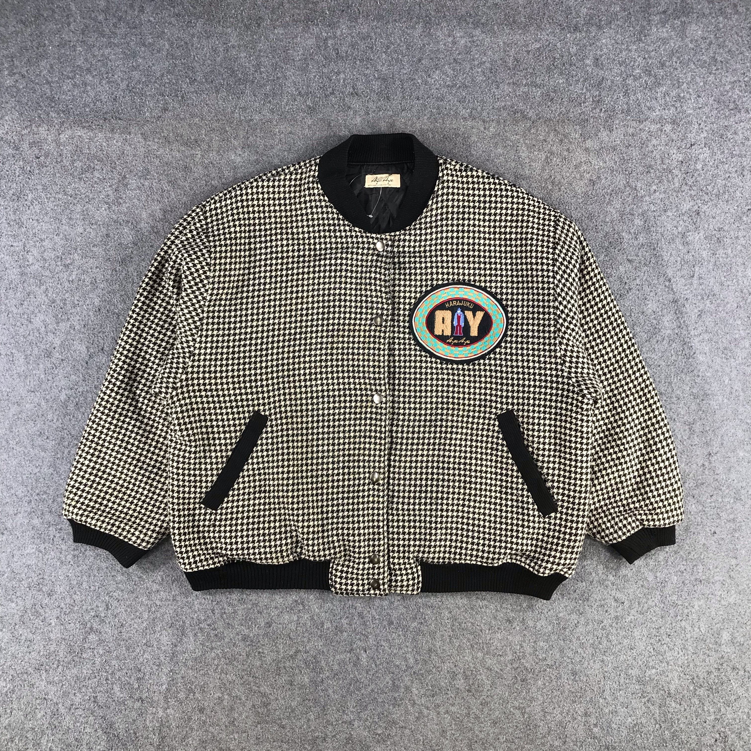 Japanese Brand Vintage Houndstooth Bomber Varsity Jacket JC166 Size US M / EU 48-50 / 2 - 1 Thumbnail