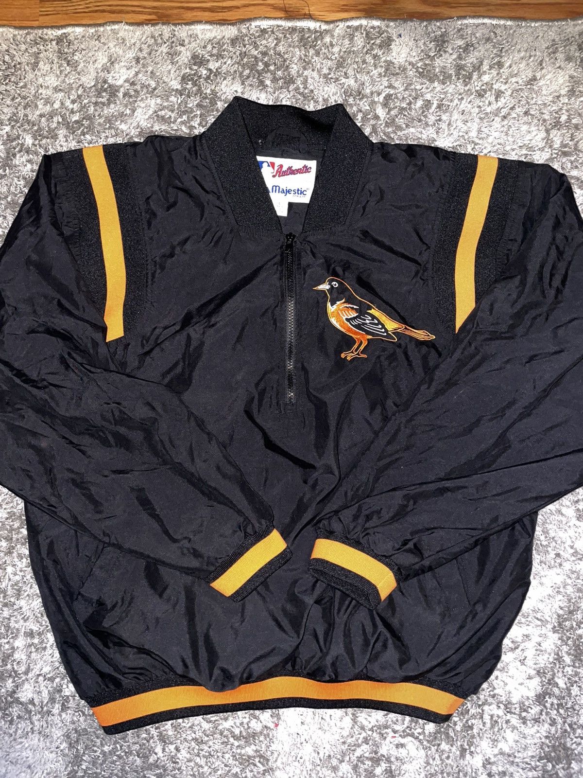 Vintage 80’s Baltimore Orioles Majestic factory 1/4 Zip Windbreaker Pullover Jacket XL