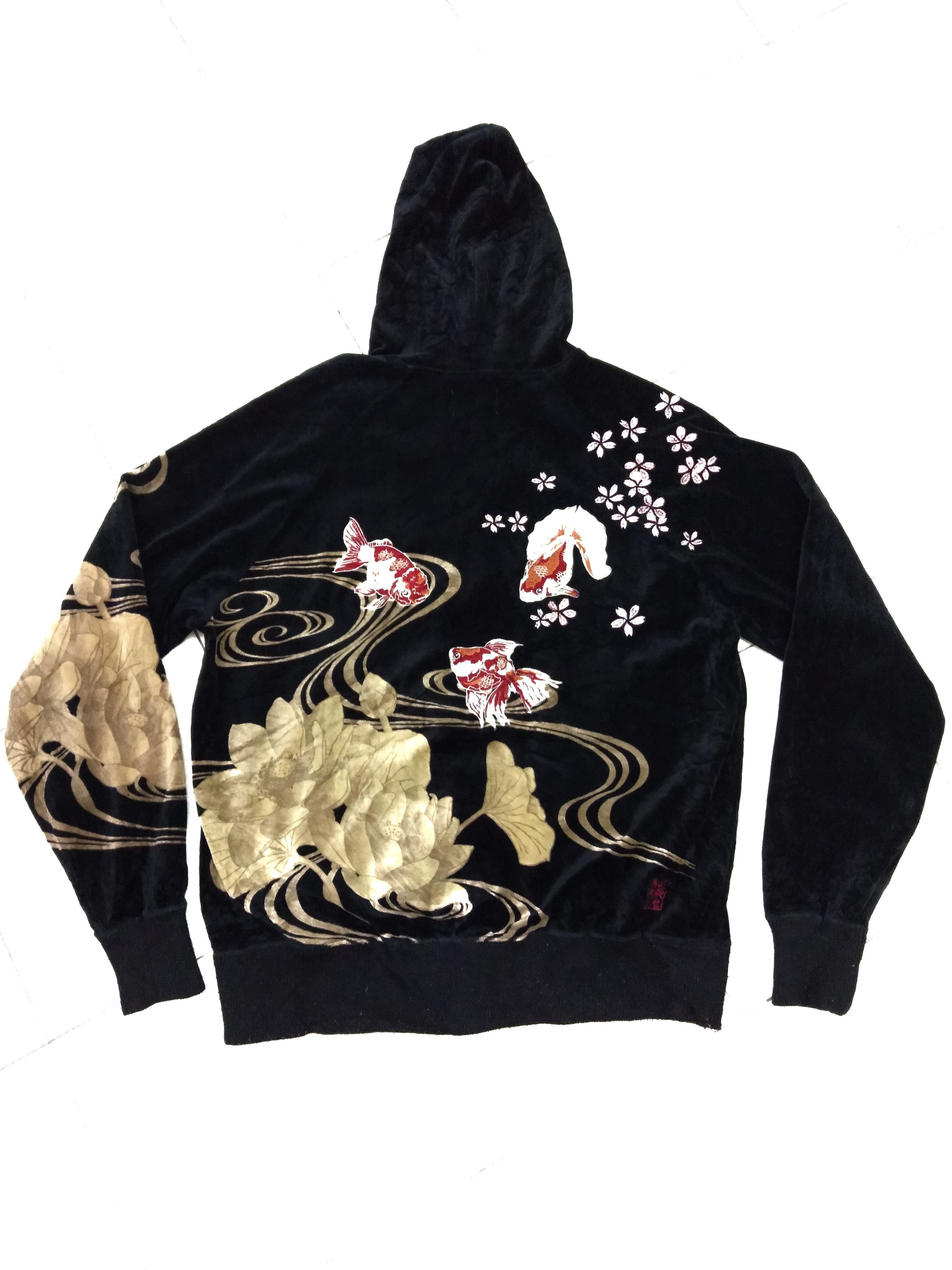 Japanese Brand Velvet sweater koi fish embroidery logo Size US L / EU 52-54 / 3 - 1 Thumbnail