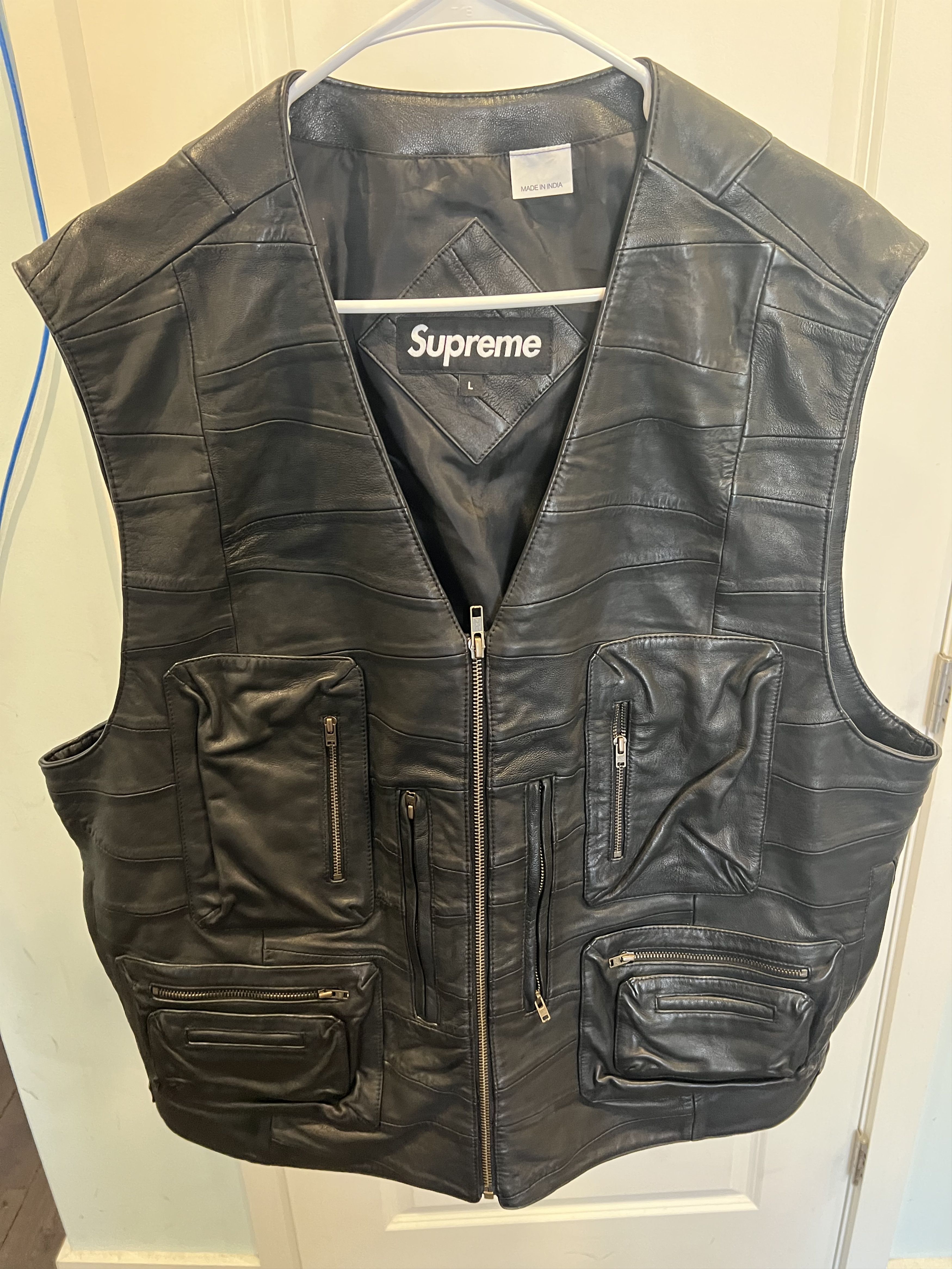 Supreme Supreme Patchwork Leather Cargo Vest Black | Grailed