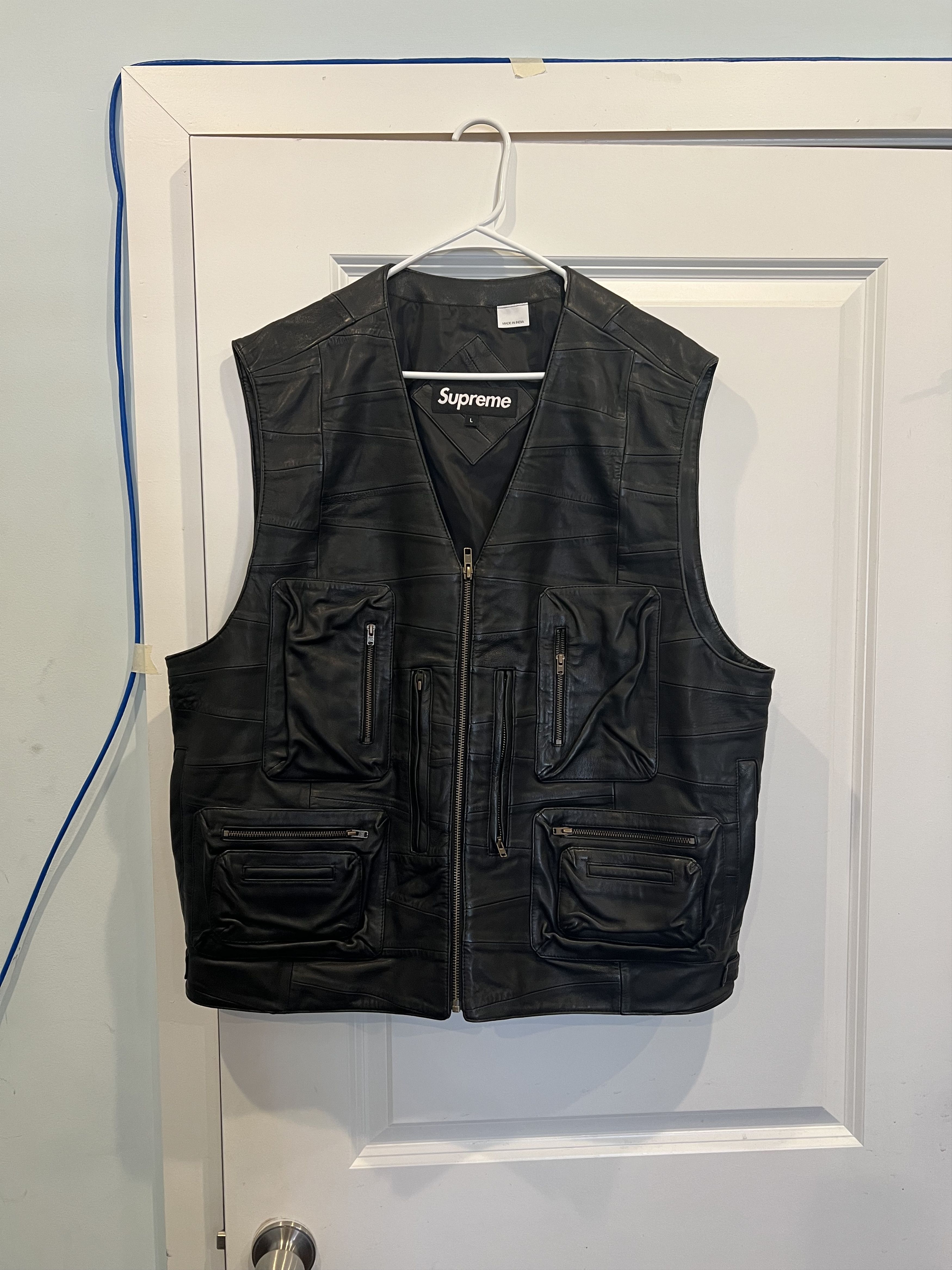 Supreme Supreme Patchwork Leather Cargo Vest Black | Grailed