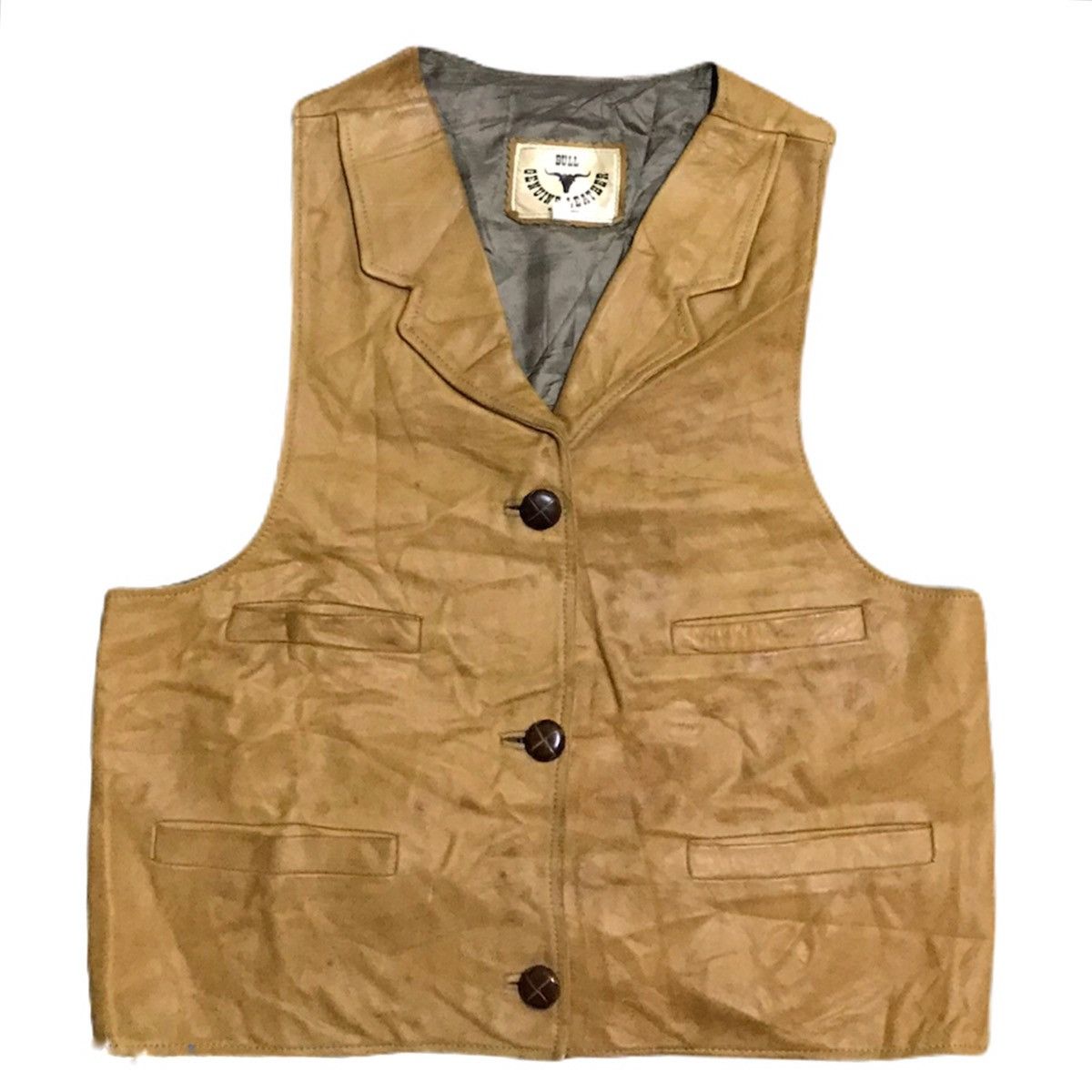 Bull genuine leather vest cowboys
