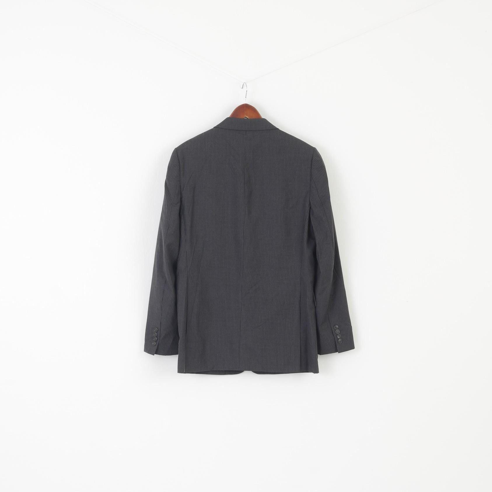 Jaeger Jaeger Men 40 Blazer Gray Striped 100% Wool 8348 Size 40R - 7 Thumbnail