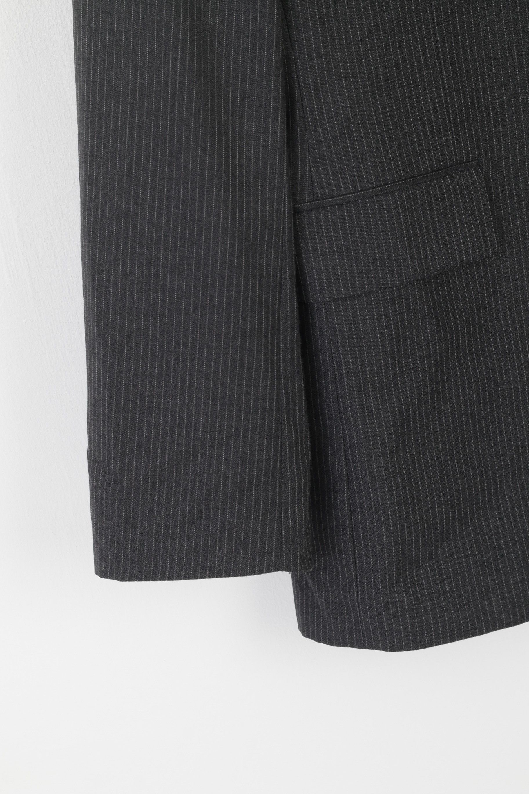 Jaeger Jaeger Men 40 Blazer Gray Striped 100% Wool 8348 Size 40R - 4 Thumbnail