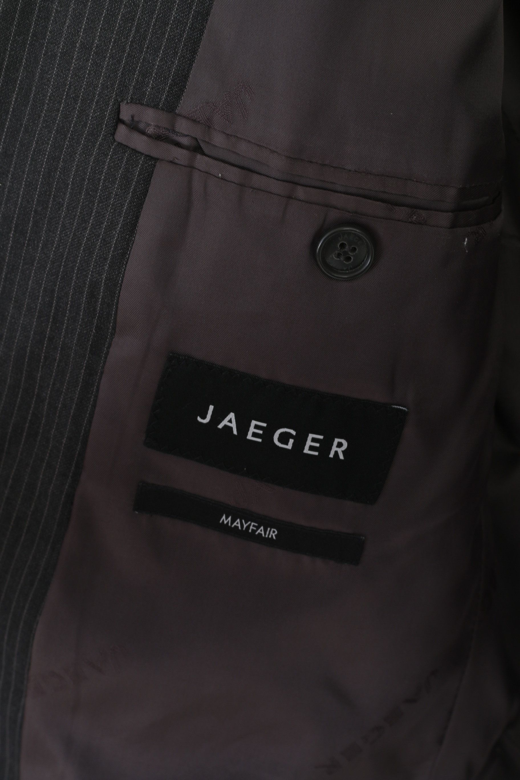 Jaeger Jaeger Men 40 Blazer Gray Striped 100% Wool 8348 Size 40R - 5 Thumbnail