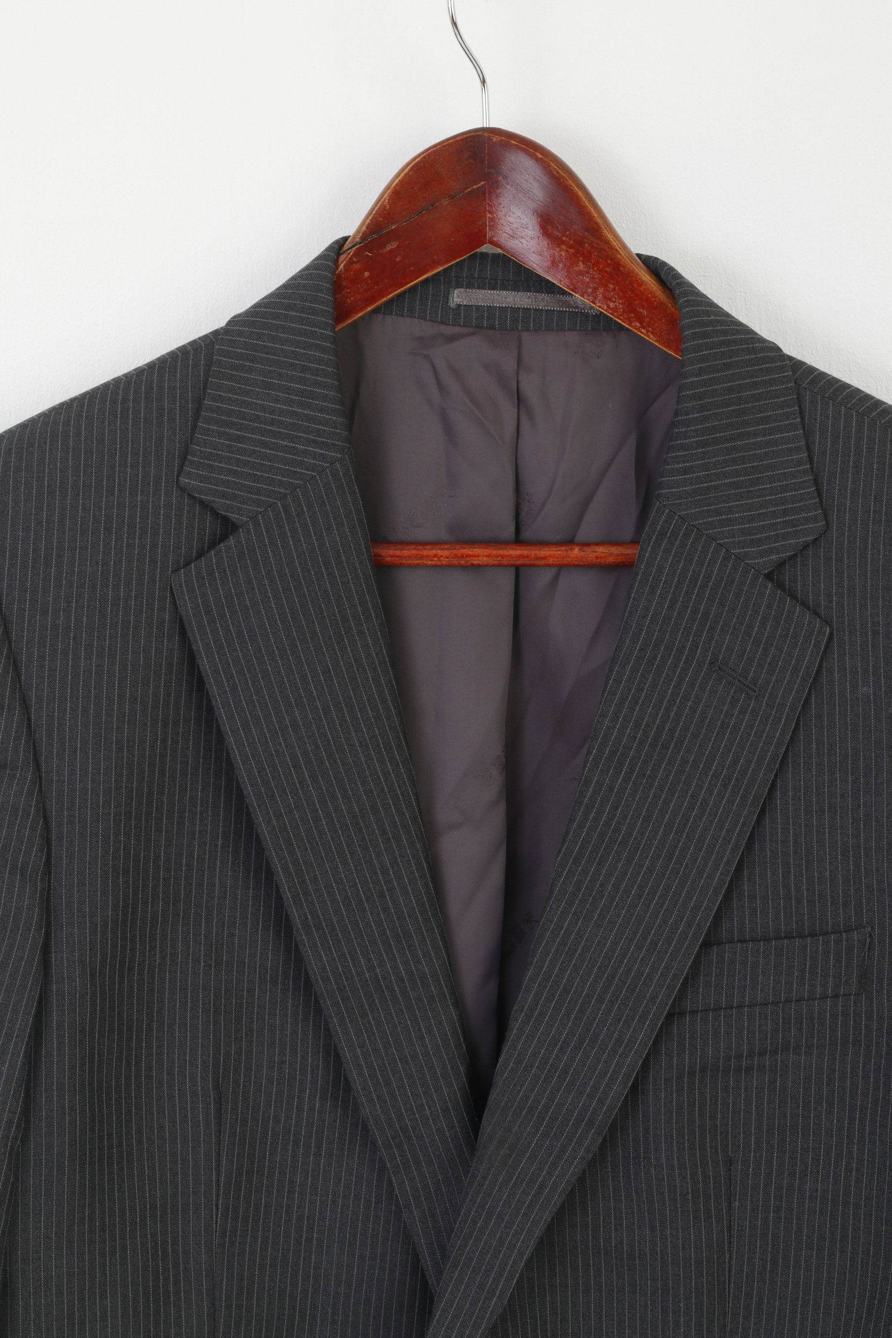 Jaeger Jaeger Men 40 Blazer Gray Striped 100% Wool 8348 Size 40R - 3 Thumbnail