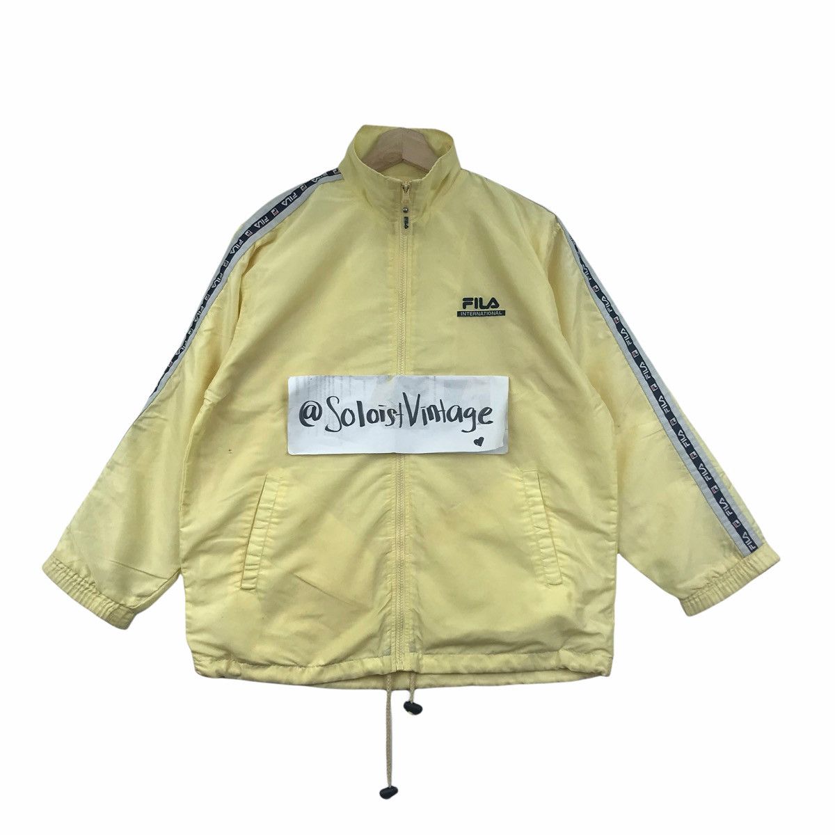 FILA GOLF Side Tape Yellow Polyester Windbreaker Jacket Outerwear