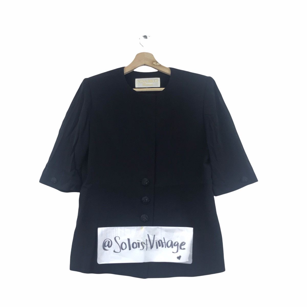 Nina Ricci NINA RICCI CEREMONIE French Designer Black Blouse Coat Size S / US 4 / IT 40 - 1 Thumbnail