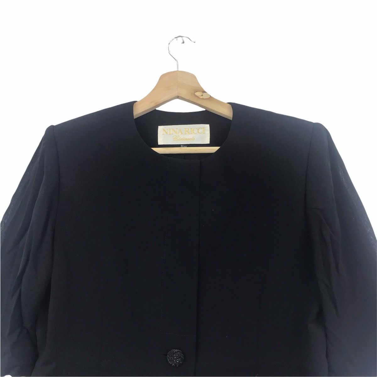 Nina Ricci NINA RICCI CEREMONIE French Designer Black Blouse Coat Size S / US 4 / IT 40 - 2 Thumbnail