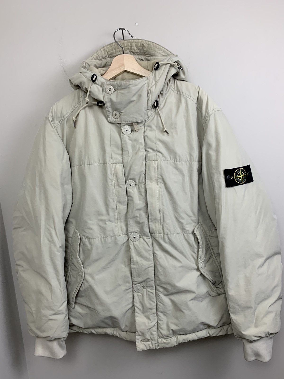 image of Stone Island Micro Reps Down Jacket in Tan, Men's (Size 2XL)