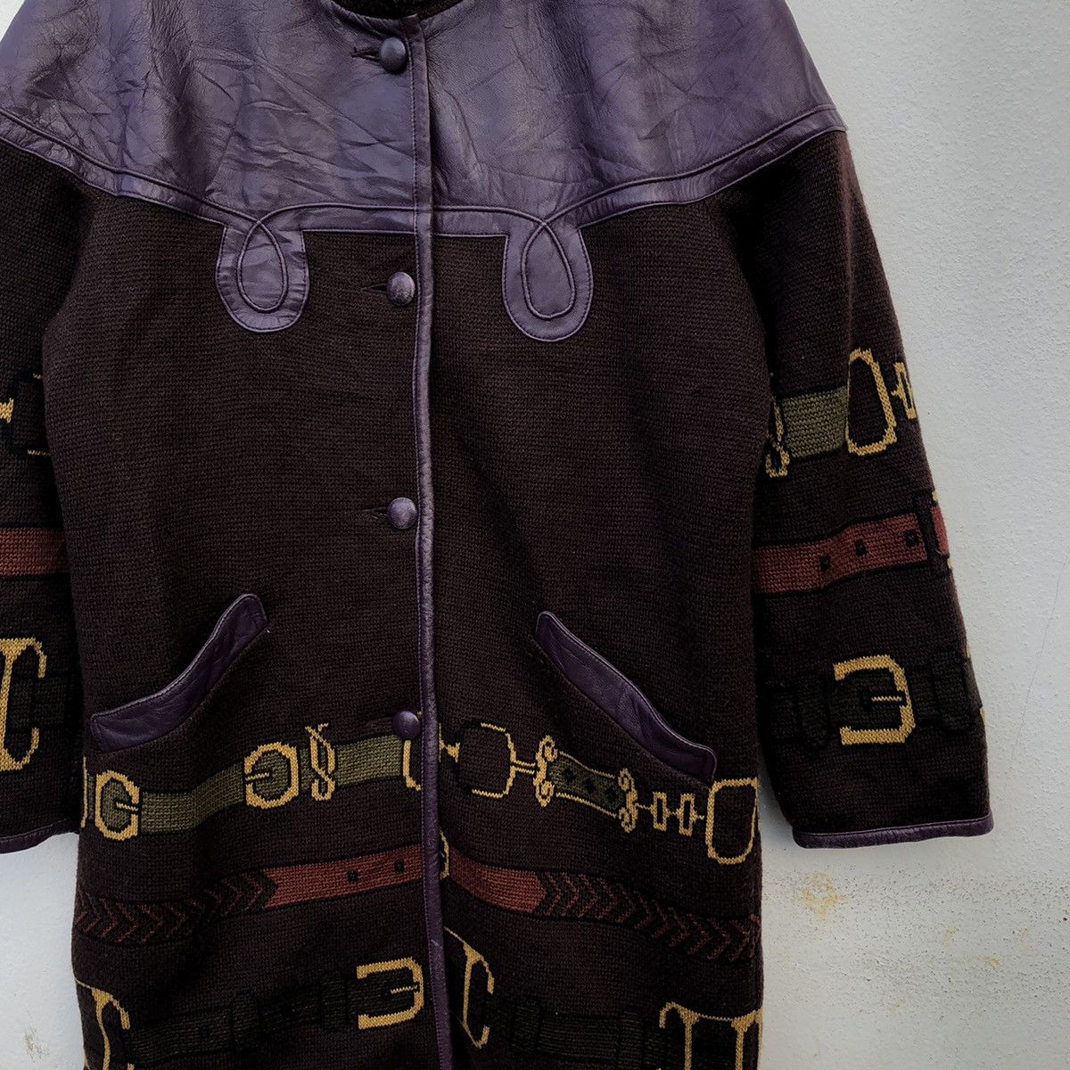 Japanese Brand RARE DESIGN CAS LEF BUTTON JACKET LEATHER WOOL Size US L / EU 52-54 / 3 - 6 Thumbnail