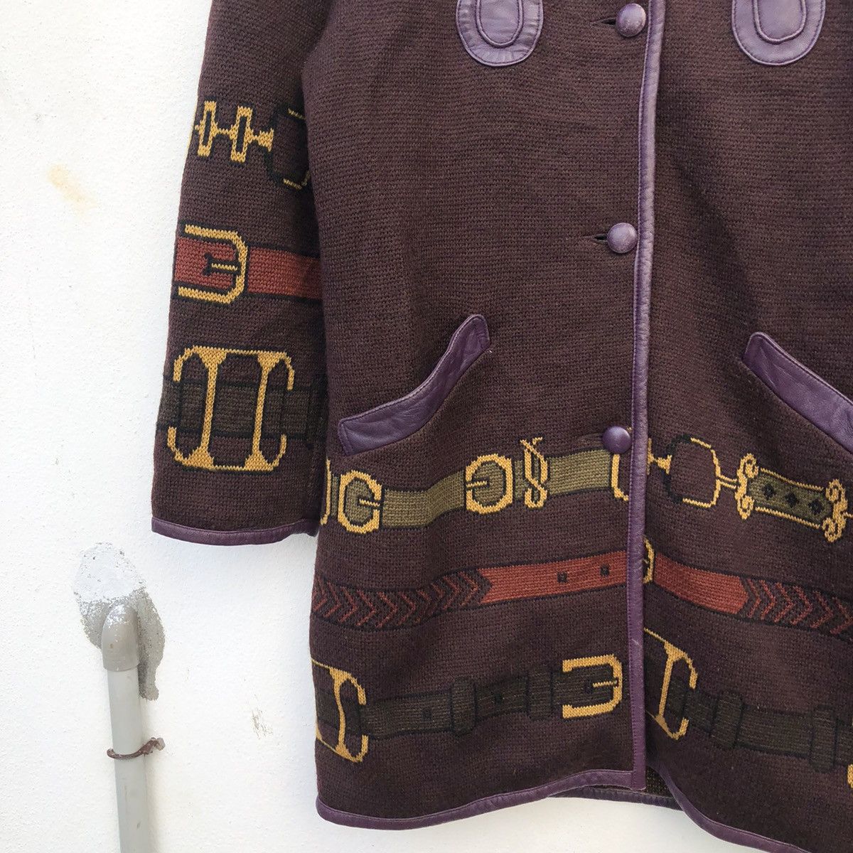 Japanese Brand RARE DESIGN CAS LEF BUTTON JACKET LEATHER WOOL Size US L / EU 52-54 / 3 - 5 Thumbnail