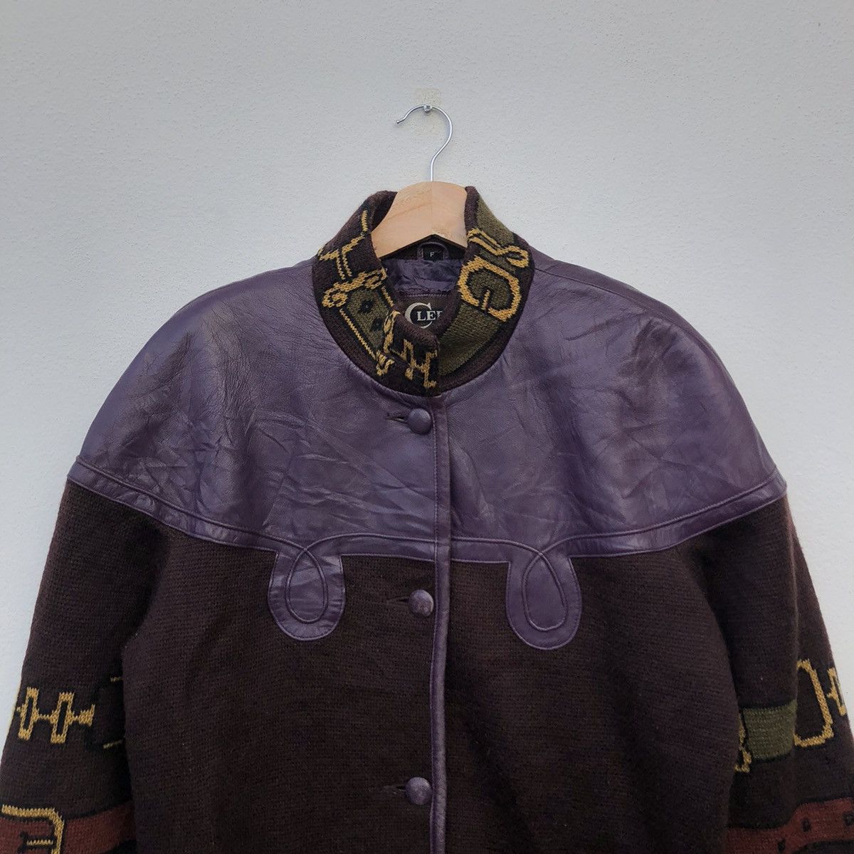 Japanese Brand RARE DESIGN CAS LEF BUTTON JACKET LEATHER WOOL Size US L / EU 52-54 / 3 - 3 Thumbnail