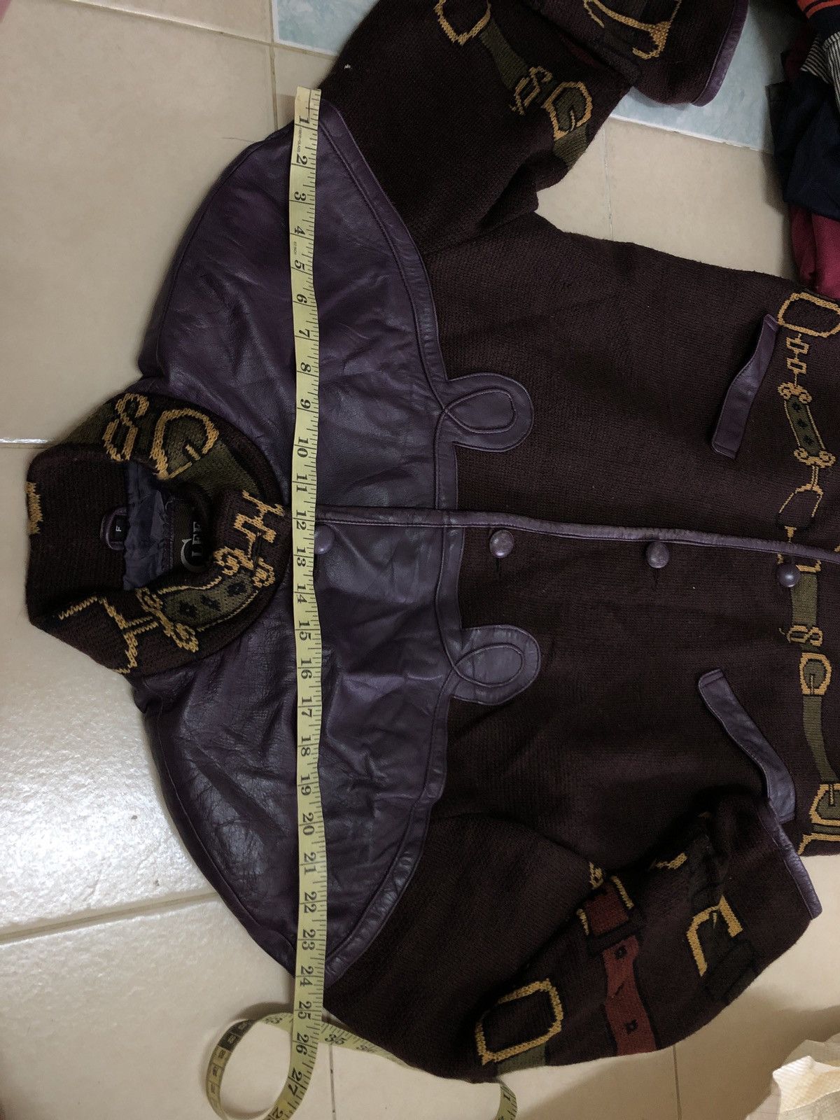 Japanese Brand RARE DESIGN CAS LEF BUTTON JACKET LEATHER WOOL Size US L / EU 52-54 / 3 - 14 Thumbnail