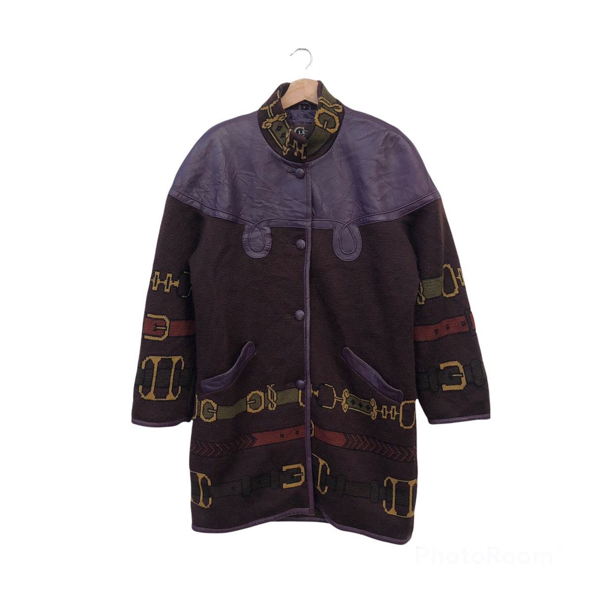 Japanese Brand RARE DESIGN CAS LEF BUTTON JACKET LEATHER WOOL Size US L / EU 52-54 / 3 - 1 Thumbnail