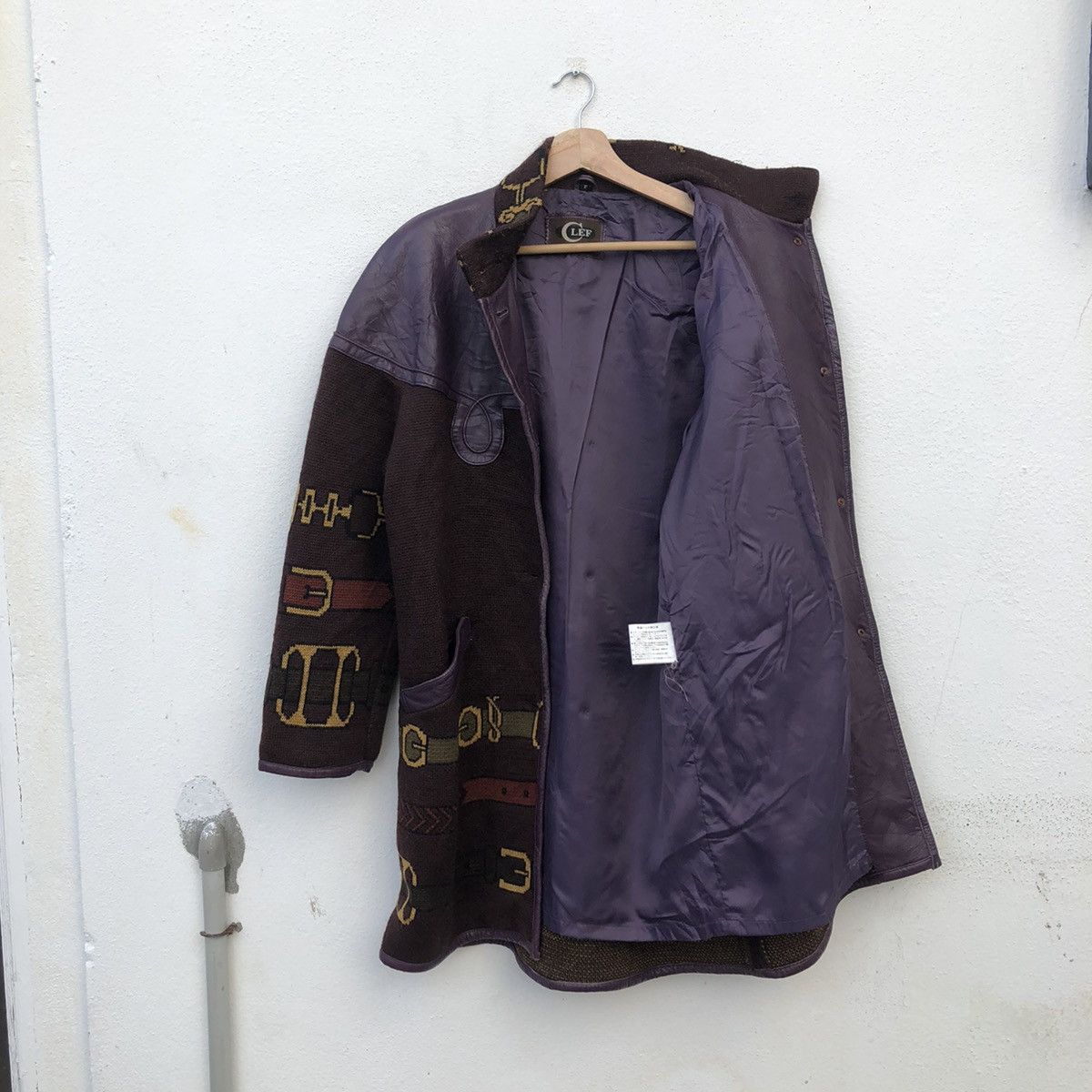 Japanese Brand RARE DESIGN CAS LEF BUTTON JACKET LEATHER WOOL Size US L / EU 52-54 / 3 - 10 Thumbnail