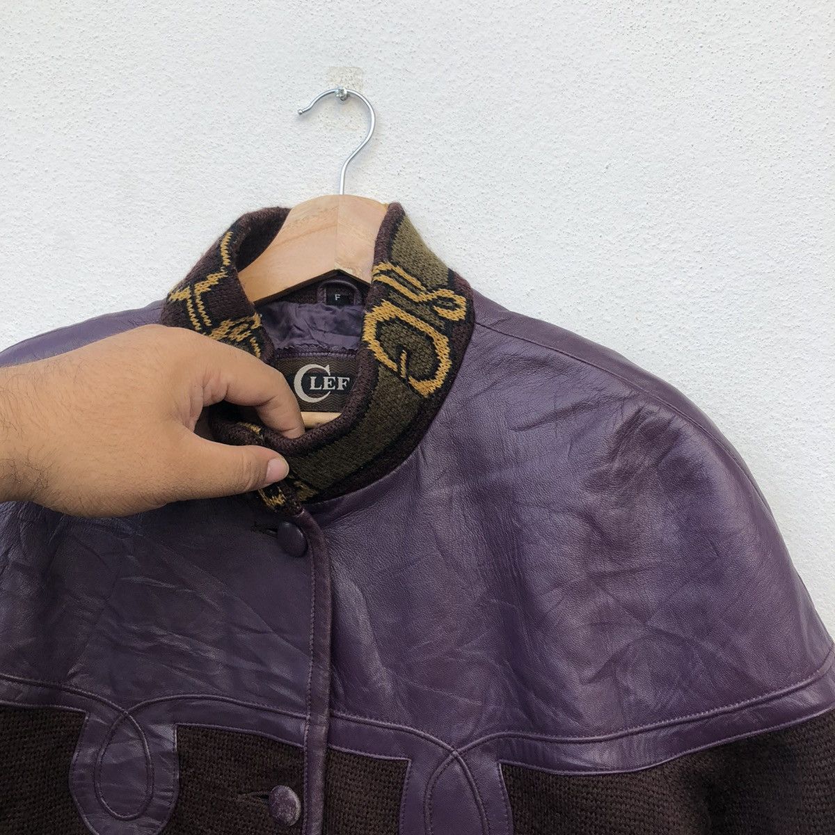 Japanese Brand RARE DESIGN CAS LEF BUTTON JACKET LEATHER WOOL Size US L / EU 52-54 / 3 - 7 Thumbnail