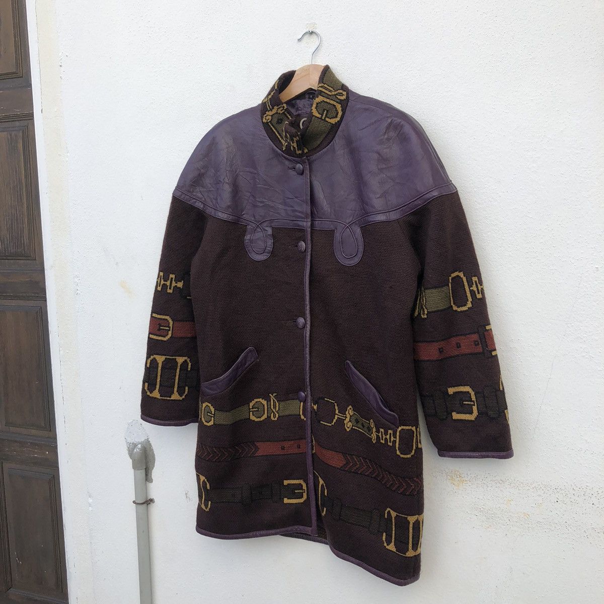 Japanese Brand RARE DESIGN CAS LEF BUTTON JACKET LEATHER WOOL Size US L / EU 52-54 / 3 - 2 Thumbnail