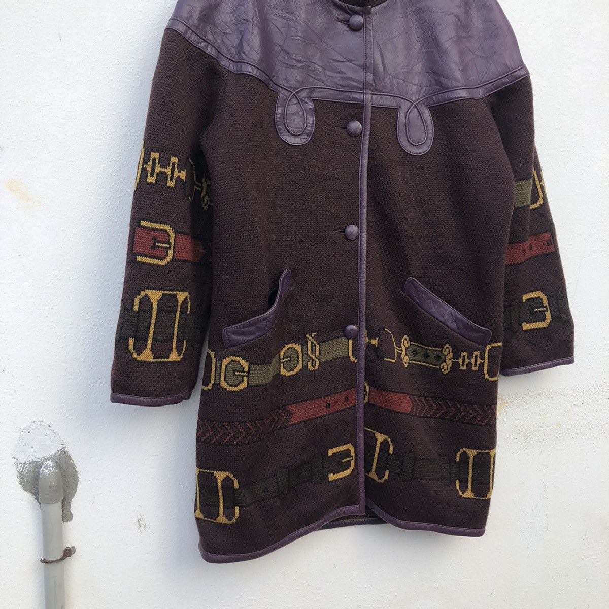 Japanese Brand RARE DESIGN CAS LEF BUTTON JACKET LEATHER WOOL Size US L / EU 52-54 / 3 - 4 Thumbnail