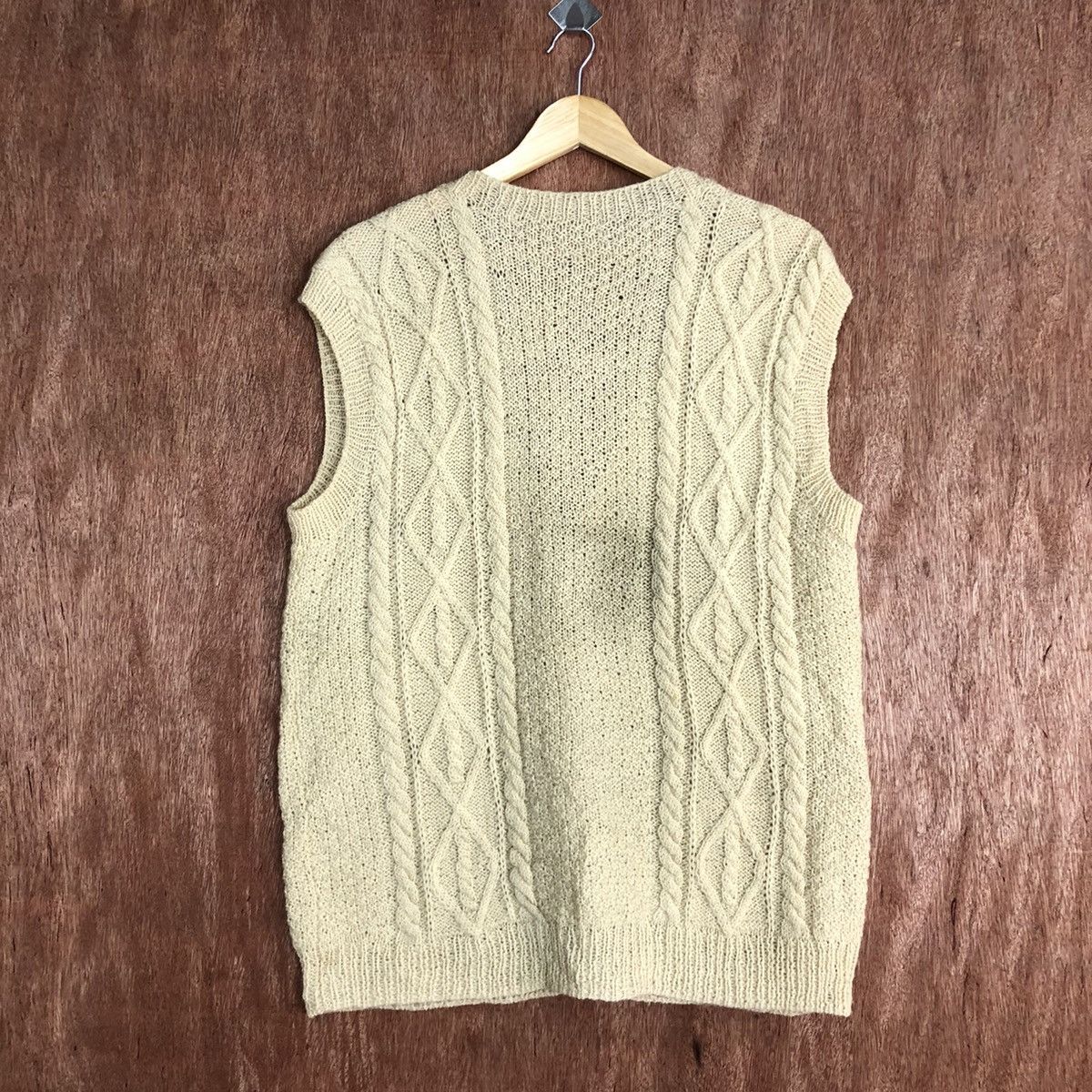Vintage DL Japan Brown cable knitwear cardigan Vests #H237 Size US L / EU 52-54 / 3 - 8 Thumbnail