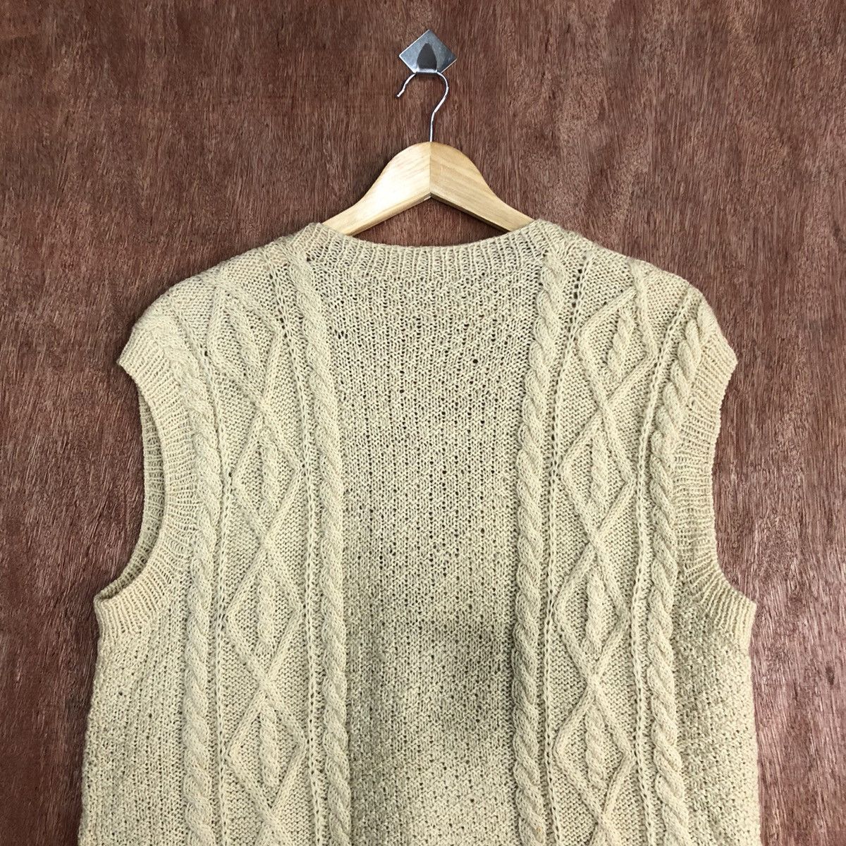 Vintage DL Japan Brown cable knitwear cardigan Vests #H237 Size US L / EU 52-54 / 3 - 9 Thumbnail