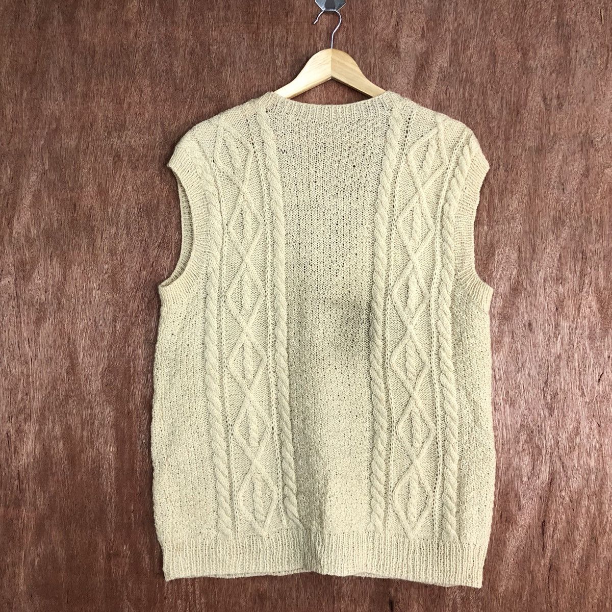 Vintage DL Japan Brown cable knitwear cardigan Vests #H237 Size US L / EU 52-54 / 3 - 10 Thumbnail