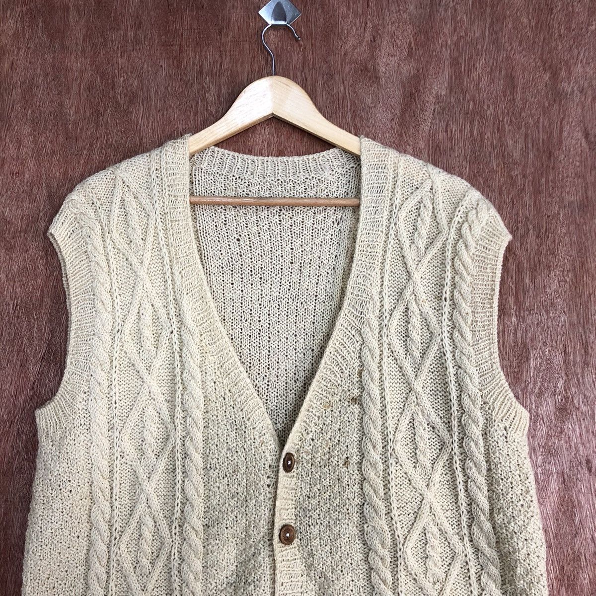 Vintage DL Japan Brown cable knitwear cardigan Vests #H237 Size US L / EU 52-54 / 3 - 7 Thumbnail