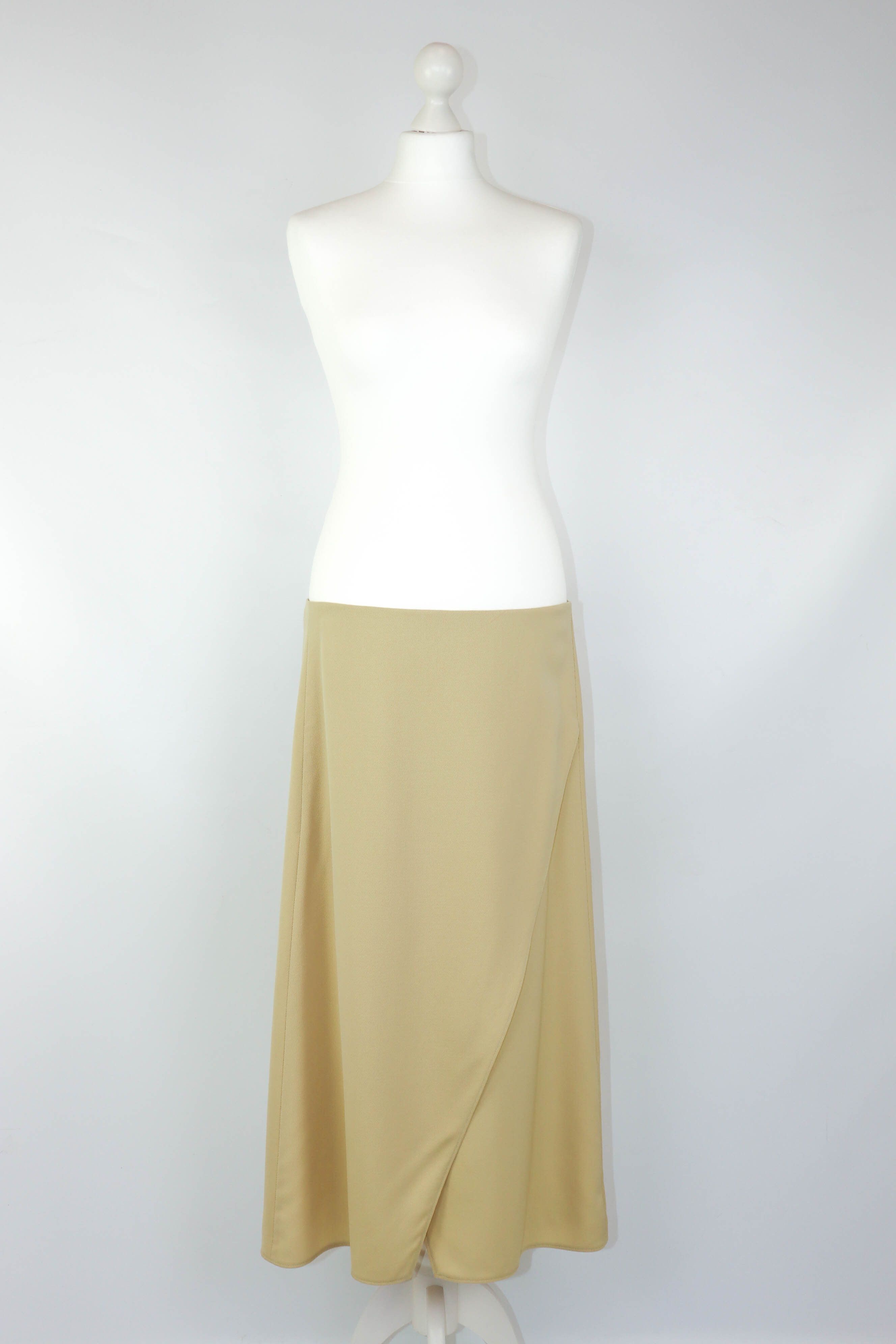 image of Polo Ralph Lauren x Ralph Lauren Ralph Laurent Purple Label Beige Virgin Wool Aline Maxi Skirt, Wom