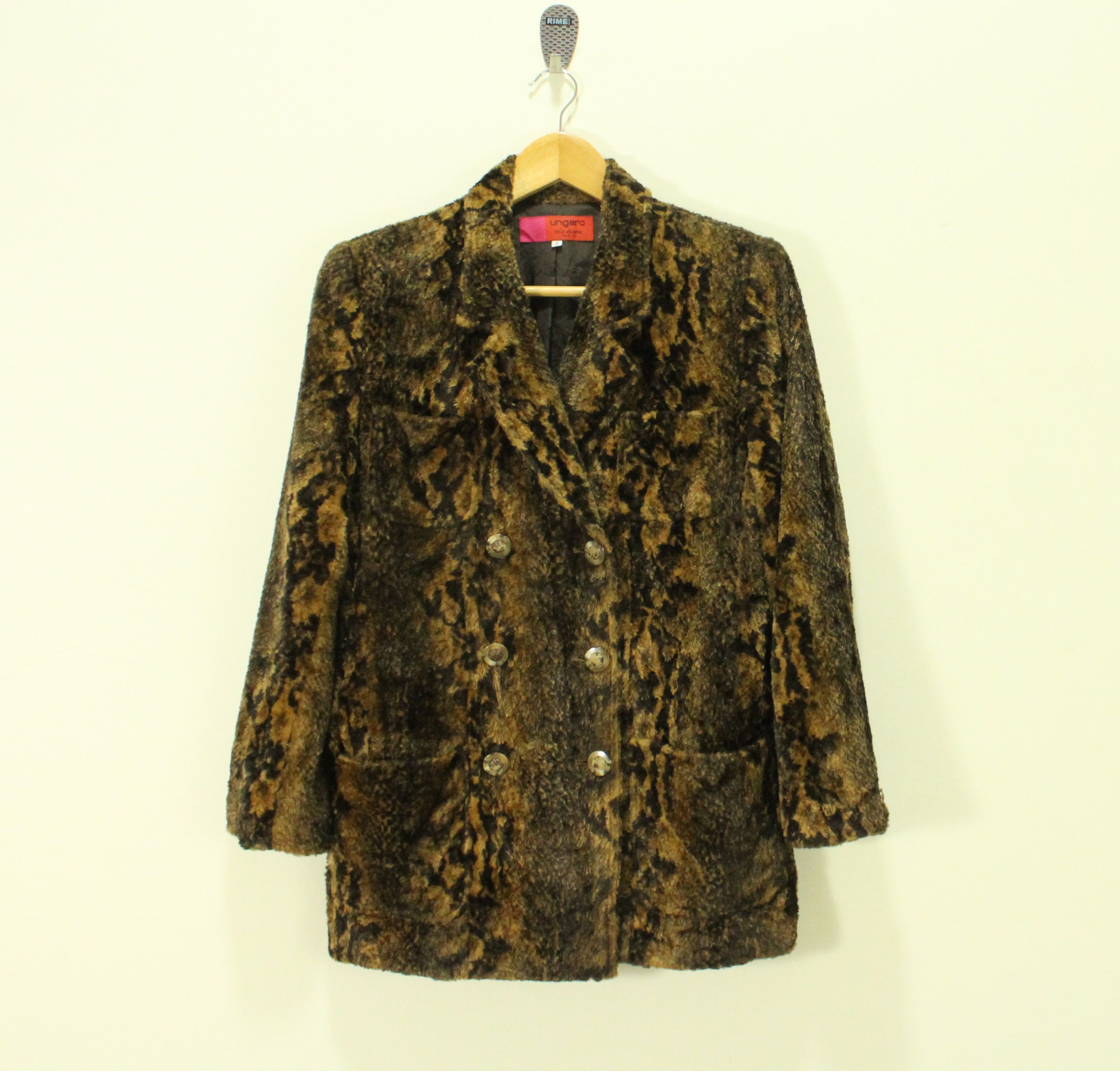 UNGARO Paris Jacket Blazer Double Breast Pile Python Motif
