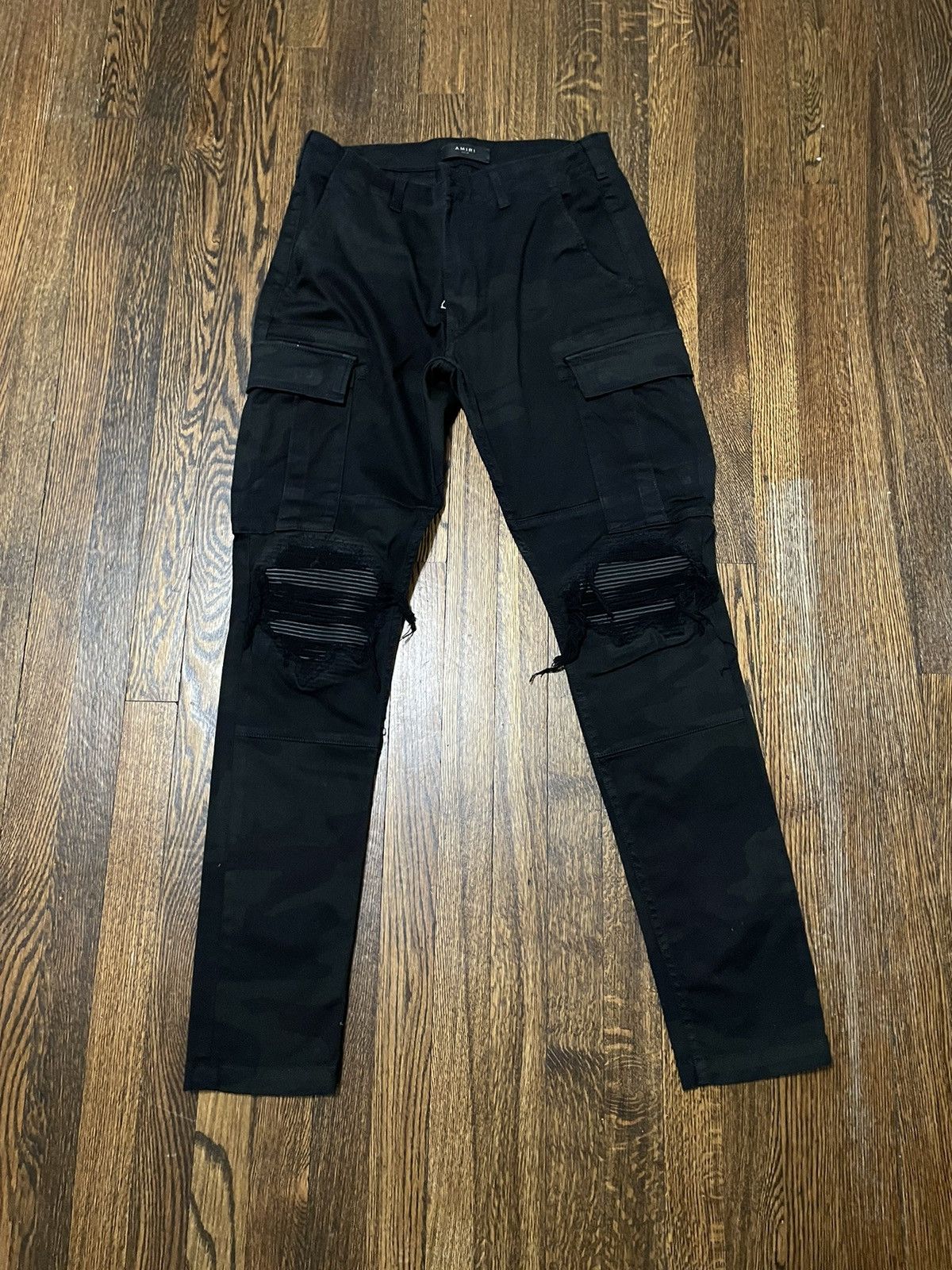 Amiri Amiri MX1 Cargo Leather Patch Distress Cargo Pant Jeans Grailed