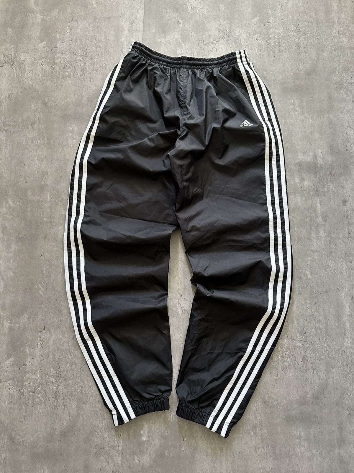 90s~00'S Adidas nylon pants, rustling pants, men's size M unclear navy blue type Vintage Second Hand