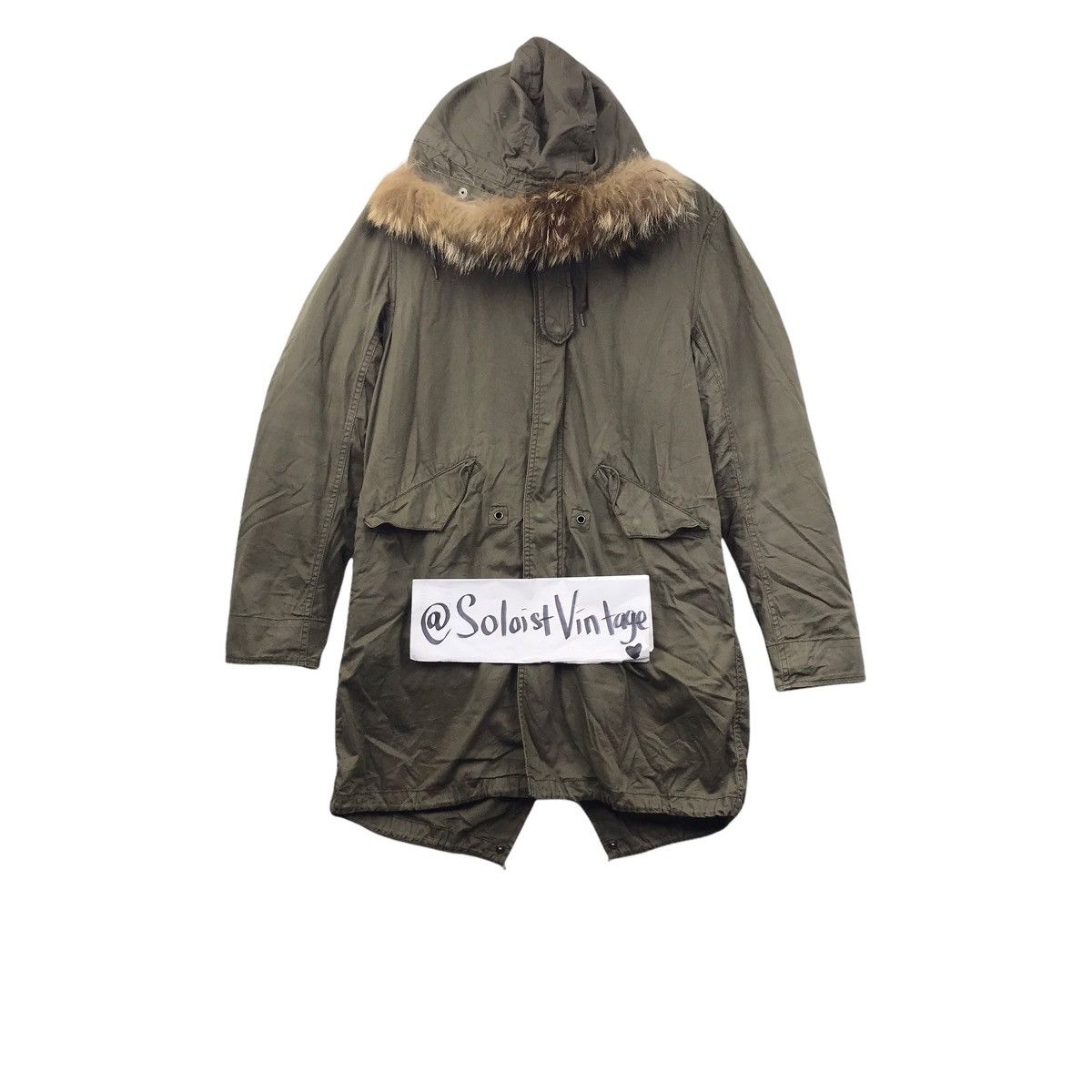 HARE ARMY Japanese Brand Green Parka Fish Tail Wool Jacket