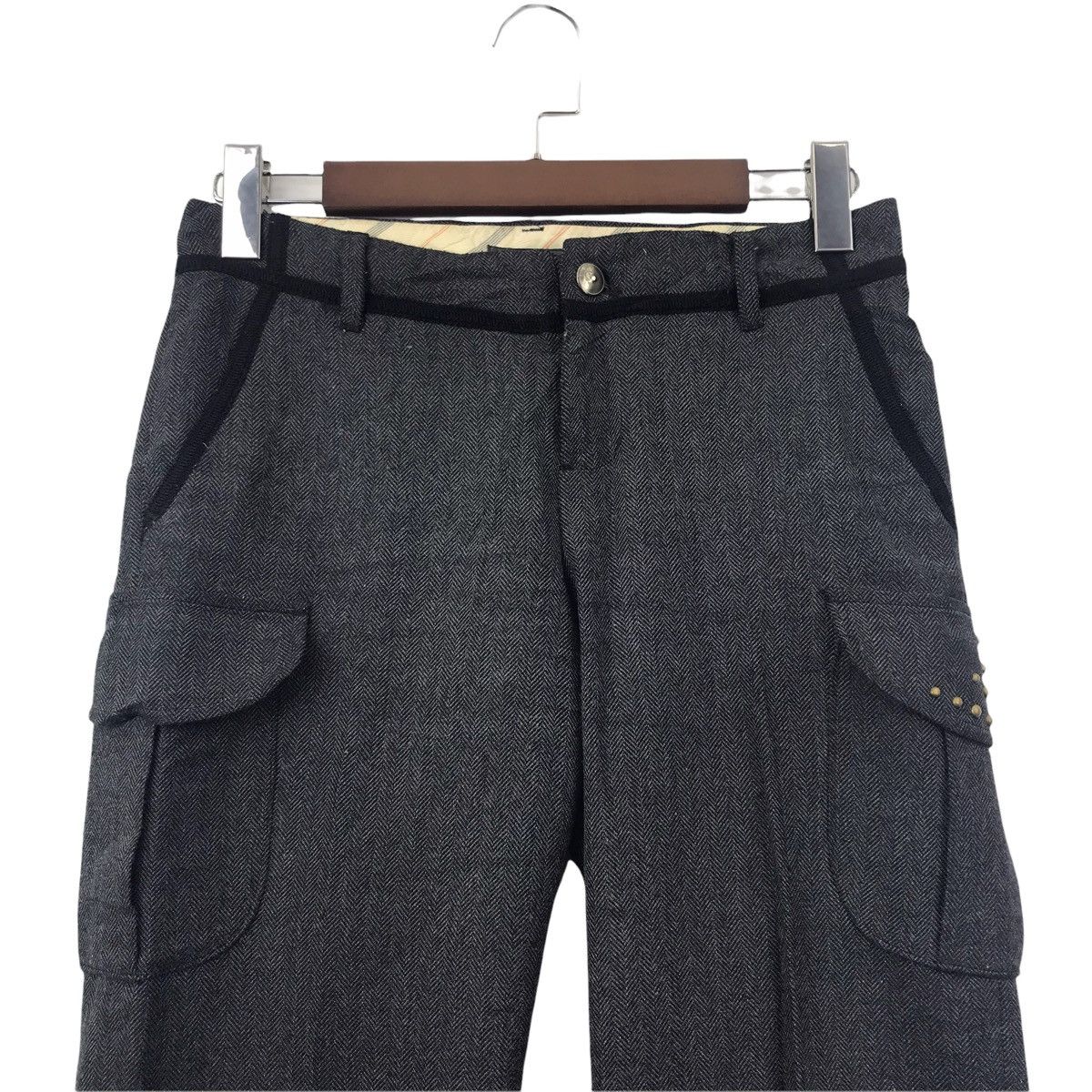 Vintage MJUKA Herringbone Japanese Brand Cargo Wool Trousers Pant Size US 29 - 2 Thumbnail