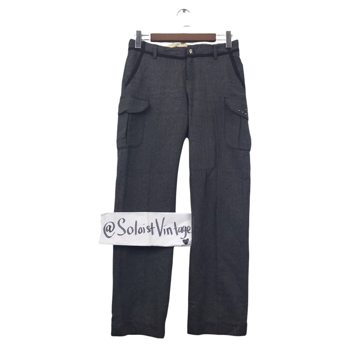 Vintage MJUKA Herringbone Japanese Brand Cargo Wool Trousers Pant Size US 29 - 1 Thumbnail
